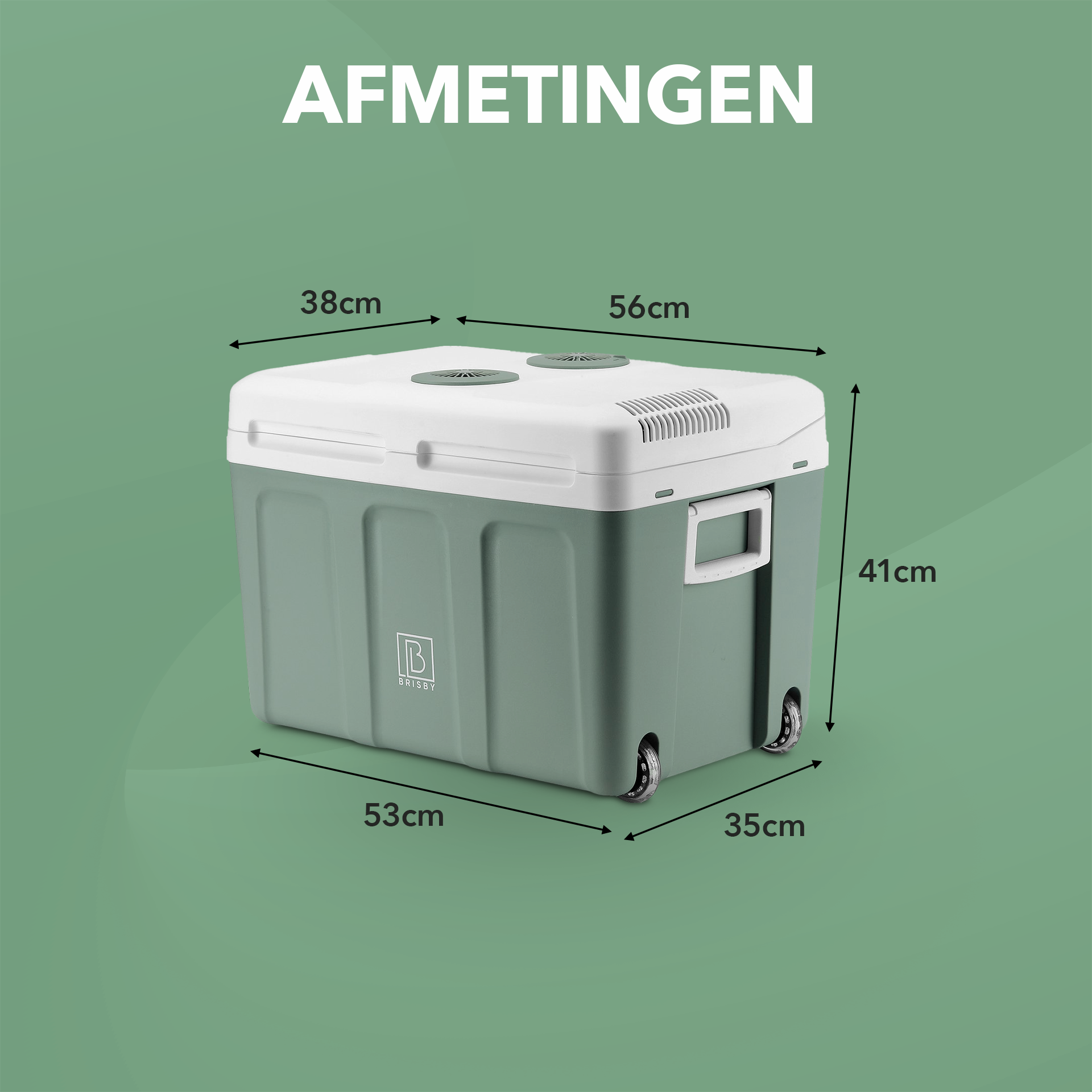 Elektrische koelbox 40L groen SET - Incl. 8L passieve koelbox - incl. divider en koelelementen - AC/DC 12V, 220/230V