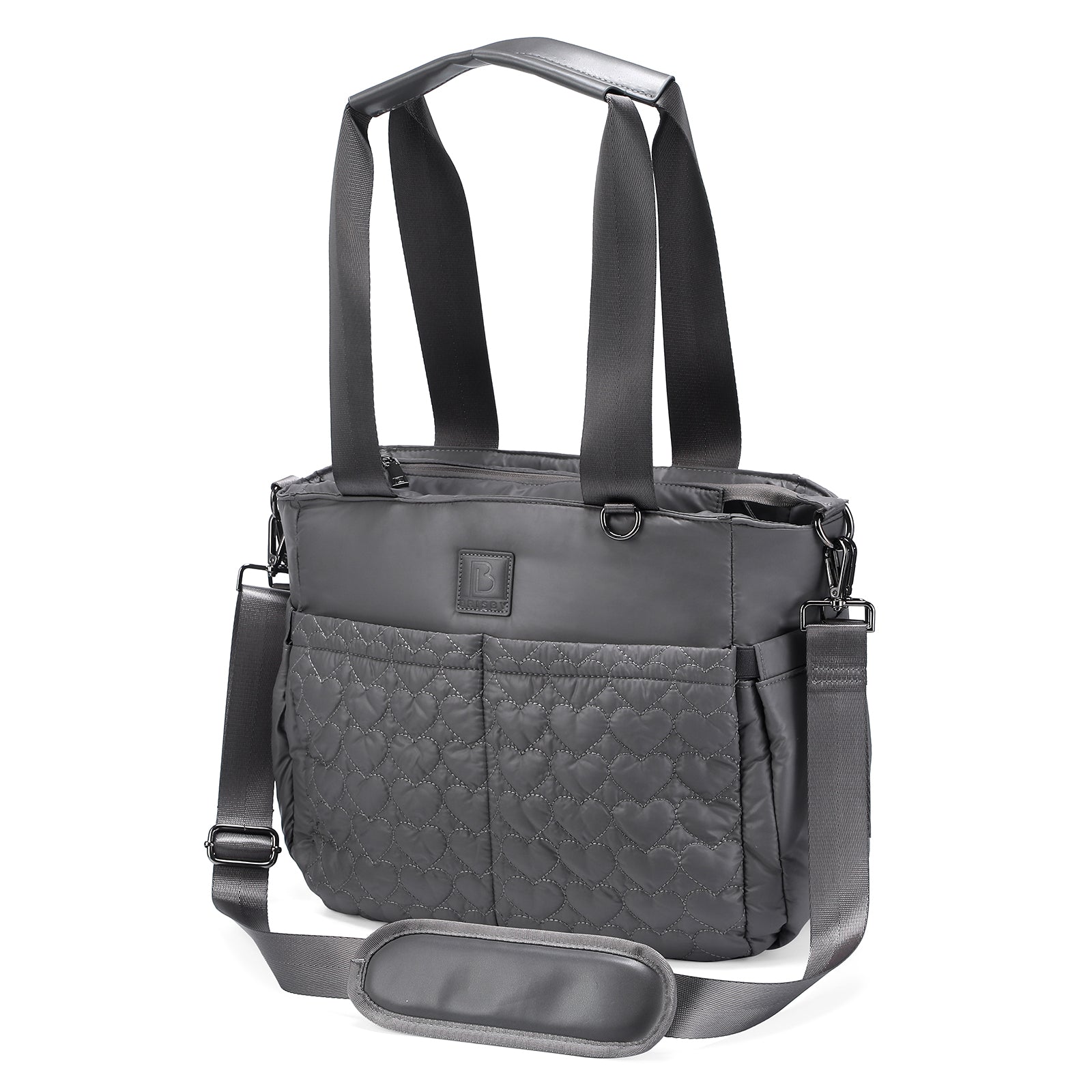 Florence diaper bag 17L grey - shoulder bag, changing bag - hard-wearing - incl. cool bag, changing mat and pram hooks - nylon