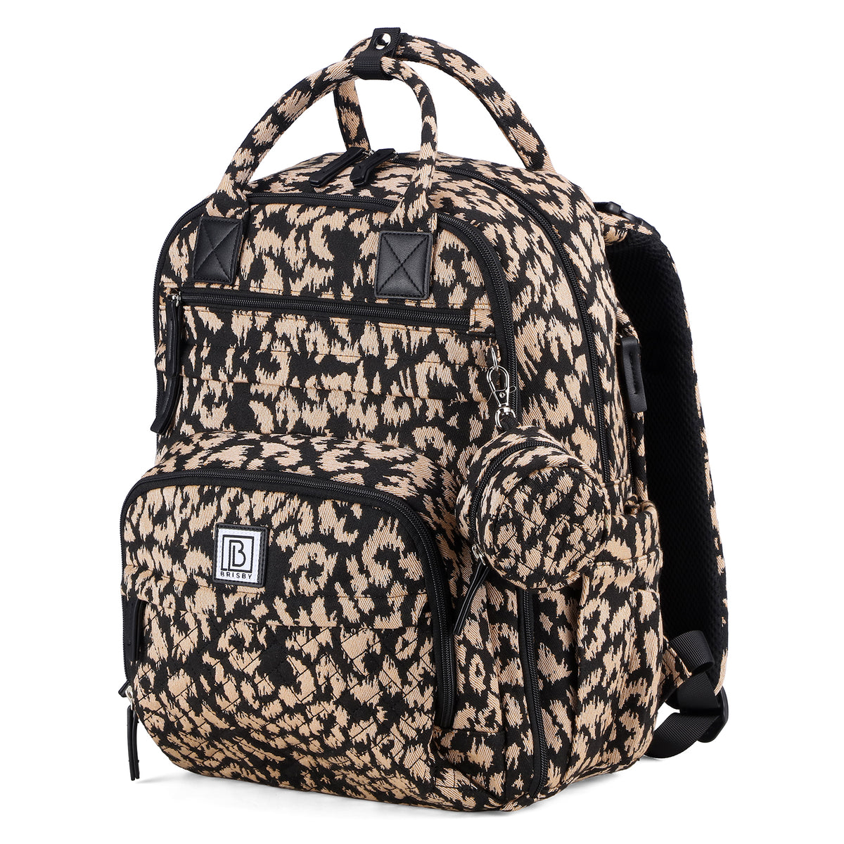 Brisby Premium Luiertas – Uitgebreide en Functionele Verzorgingstas – met buggymontage – Anti Diefstal Vakken - Reistrolley Sleeve - Inclusief verschoonmatje t.w.v.15,99 euro en speenhouder - Levenslange Garantie - Leo