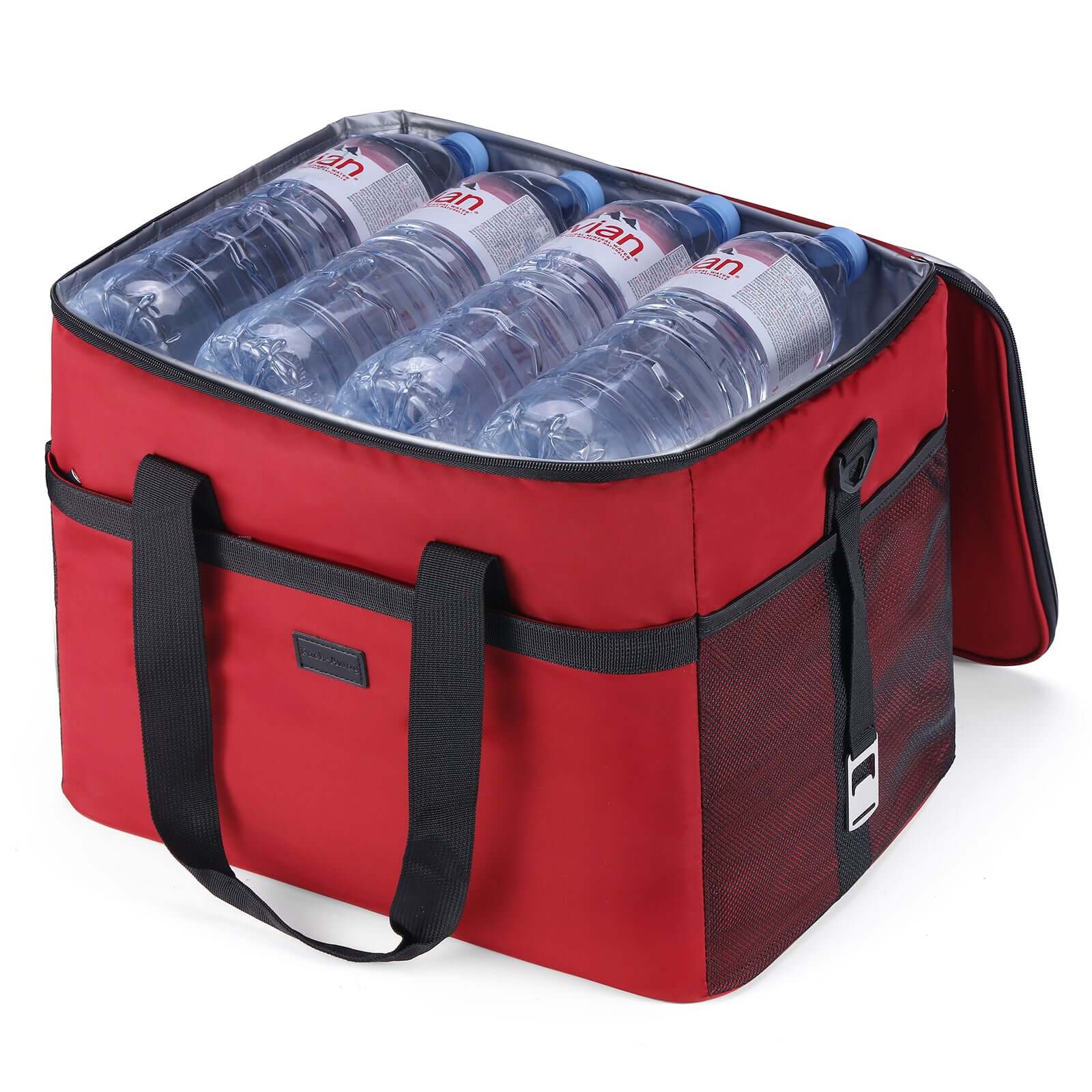 Koeltas 40L rood - Lunchtas - opvouwbaar - 4-laags geïsoleerd - incl. 4 gratis koelelementen en draagband