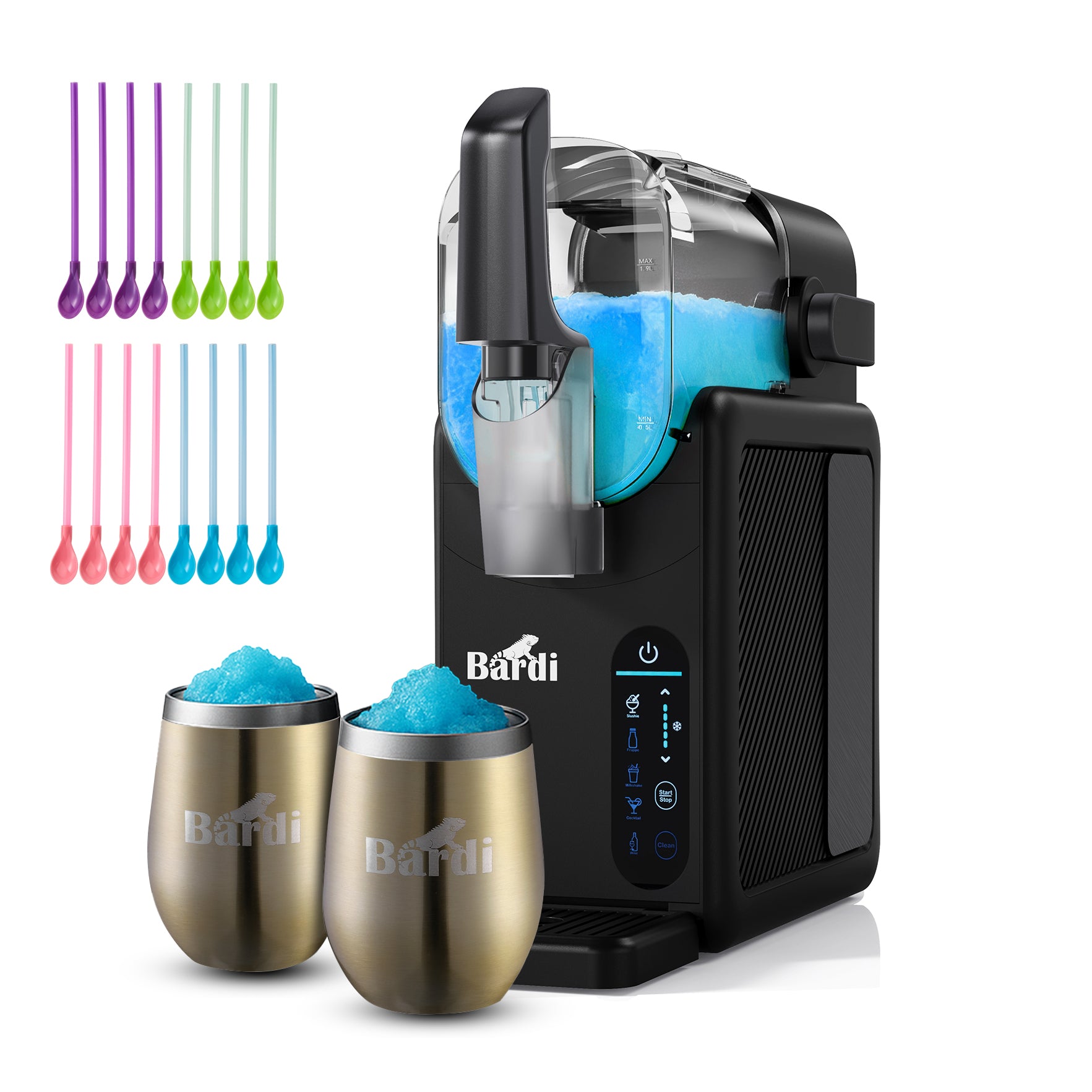 Bardi Slushmachine 2,6L + 2 thermoscups goud set - ArcticCool compressor - fluisterstil 40 dB