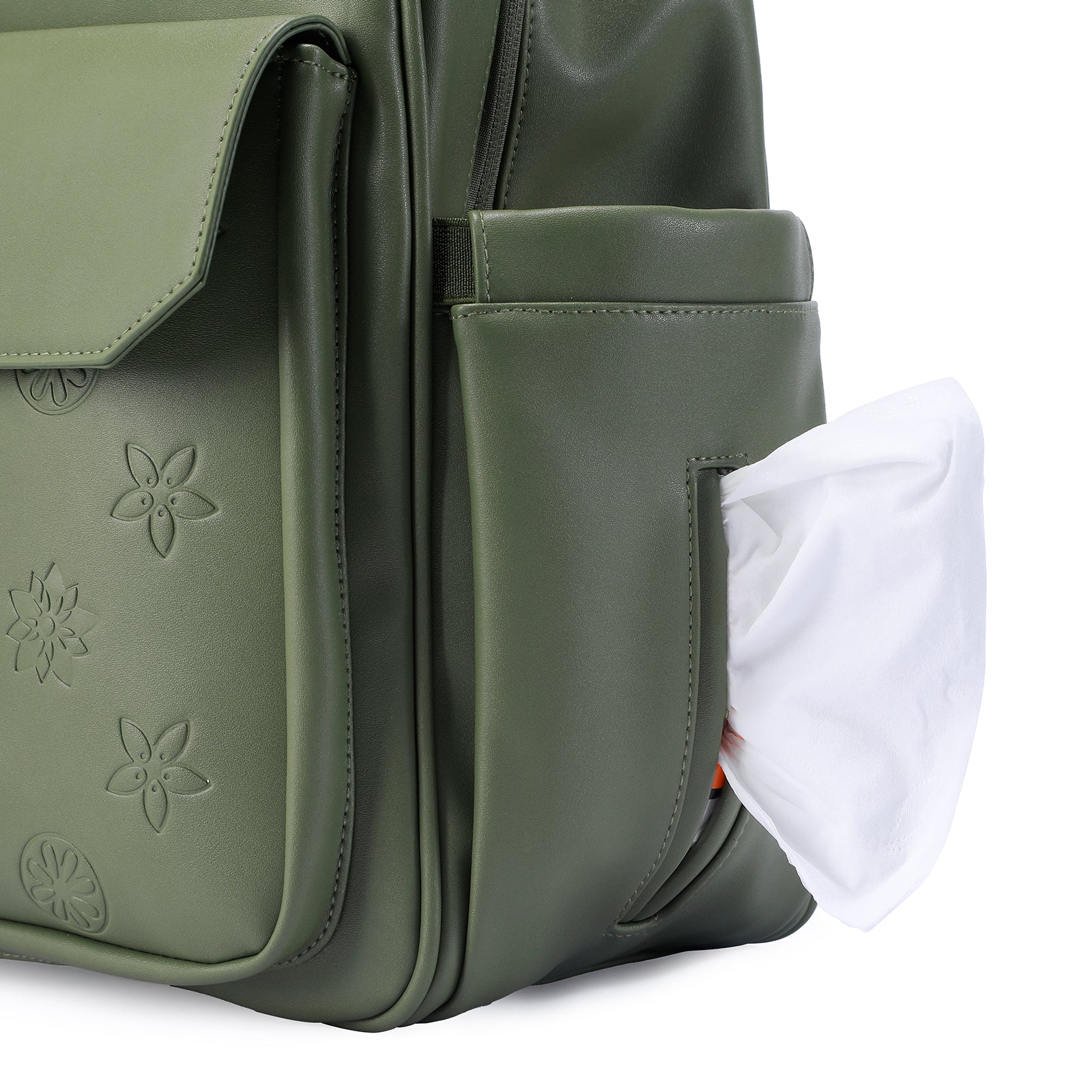 Venezia wear-resistant backpack green - PU leather - 14 inch laptop compartment - water-repellent