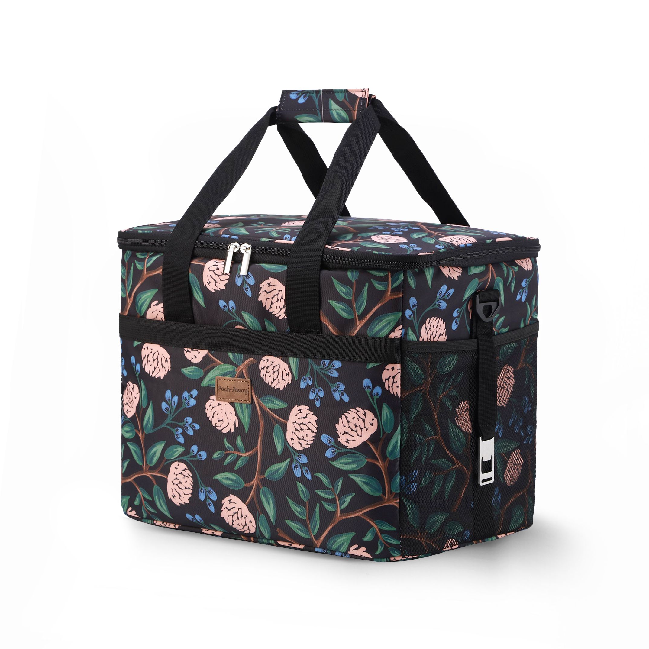 Cooler bag 30L passion flower - lunch bag - foldable - 4-layer insulated - incl. 4 free cooling elements and carrying strap
