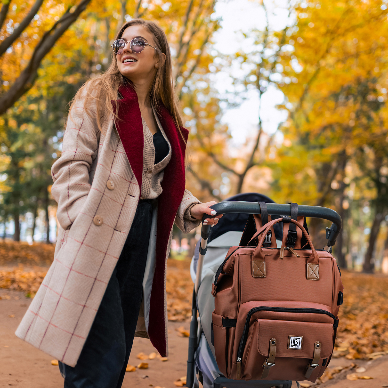 Brisby Luiertas stayopen rood - incl. buggymontage en verschoonmat