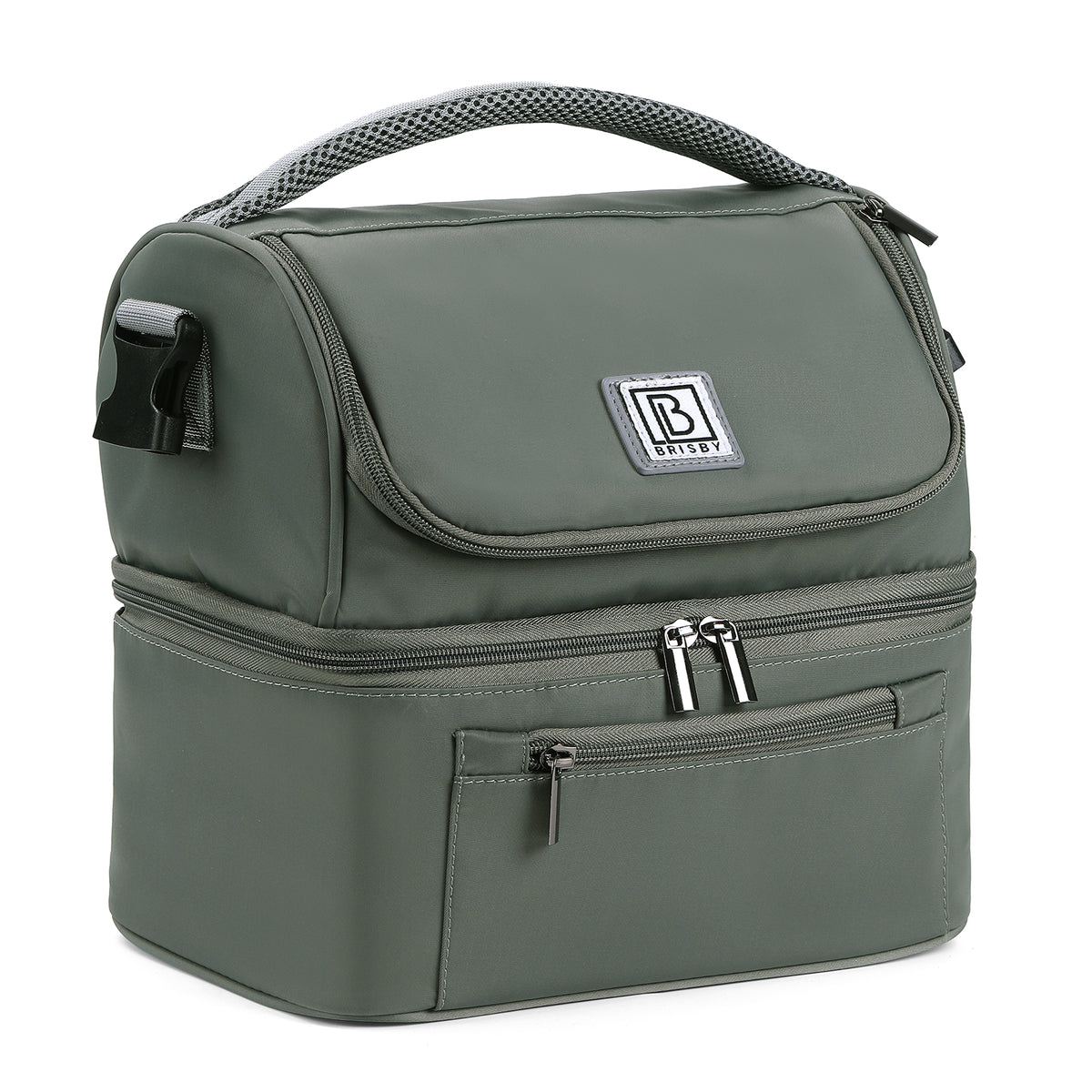 Brisby Koeltas 11 Liter - Lunchtas - Inclusief 2 Koelelementen - Dubbel Compartiment - 4-Laags Geïsoleerd - Waterafstotend - Misty Green