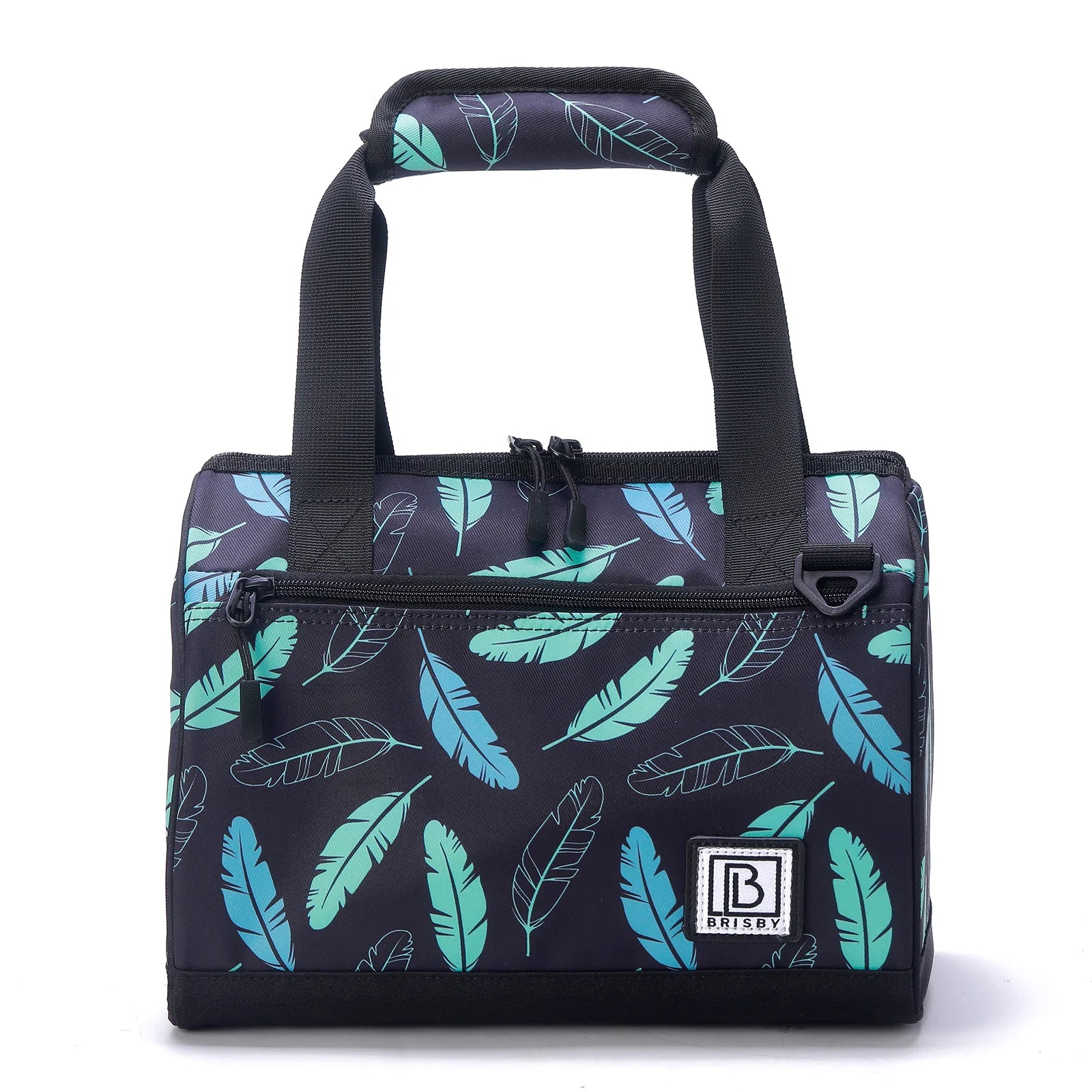 Cooler bag 10L black feathers - Lunch bag - 4-layer insulated - 2 free cooling elements - incl. shoulder strap