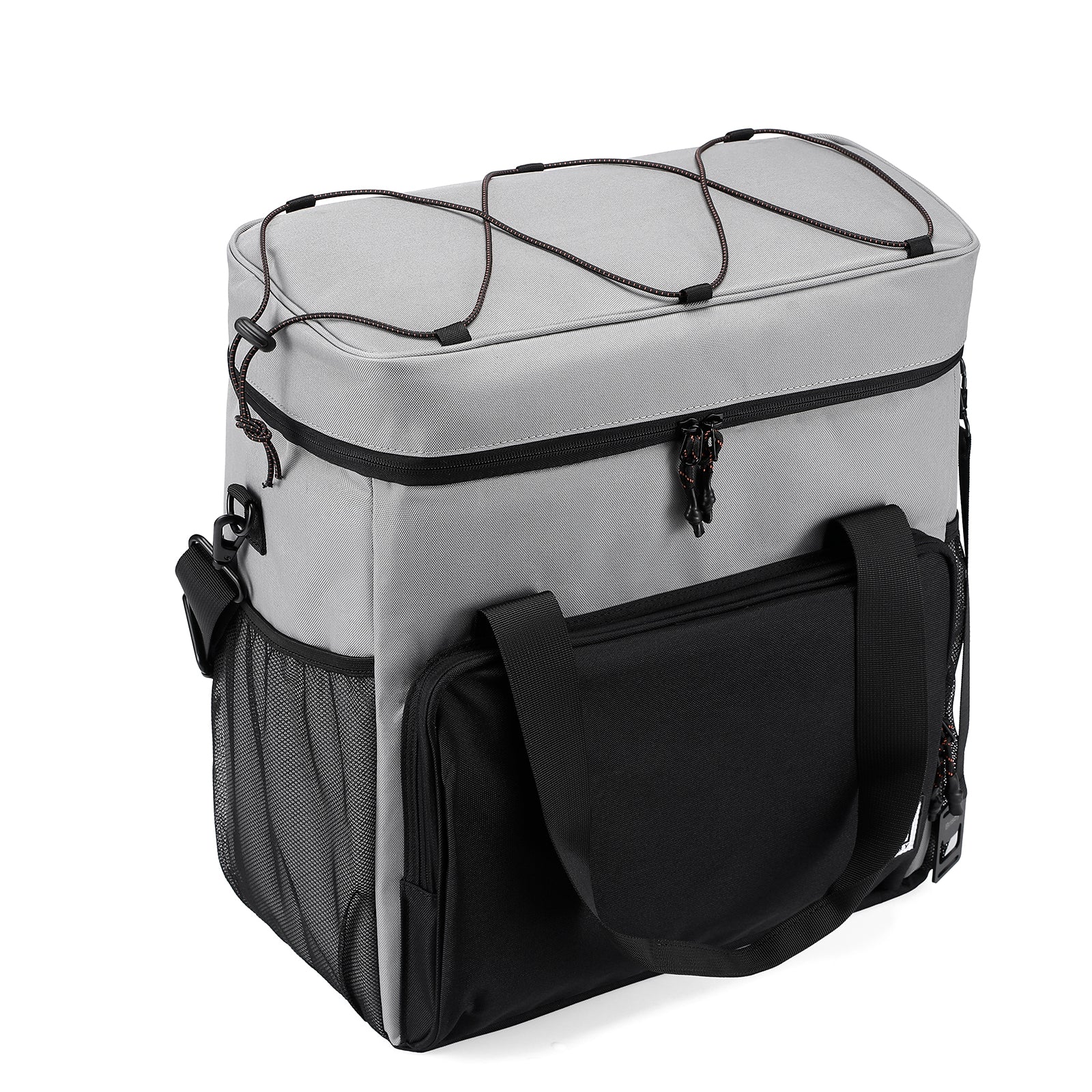 Cooler bag 40L black/grey with orange interior - Lunch bag - 4-layer insulated - 6 free cooling elements - incl. shoulder strap