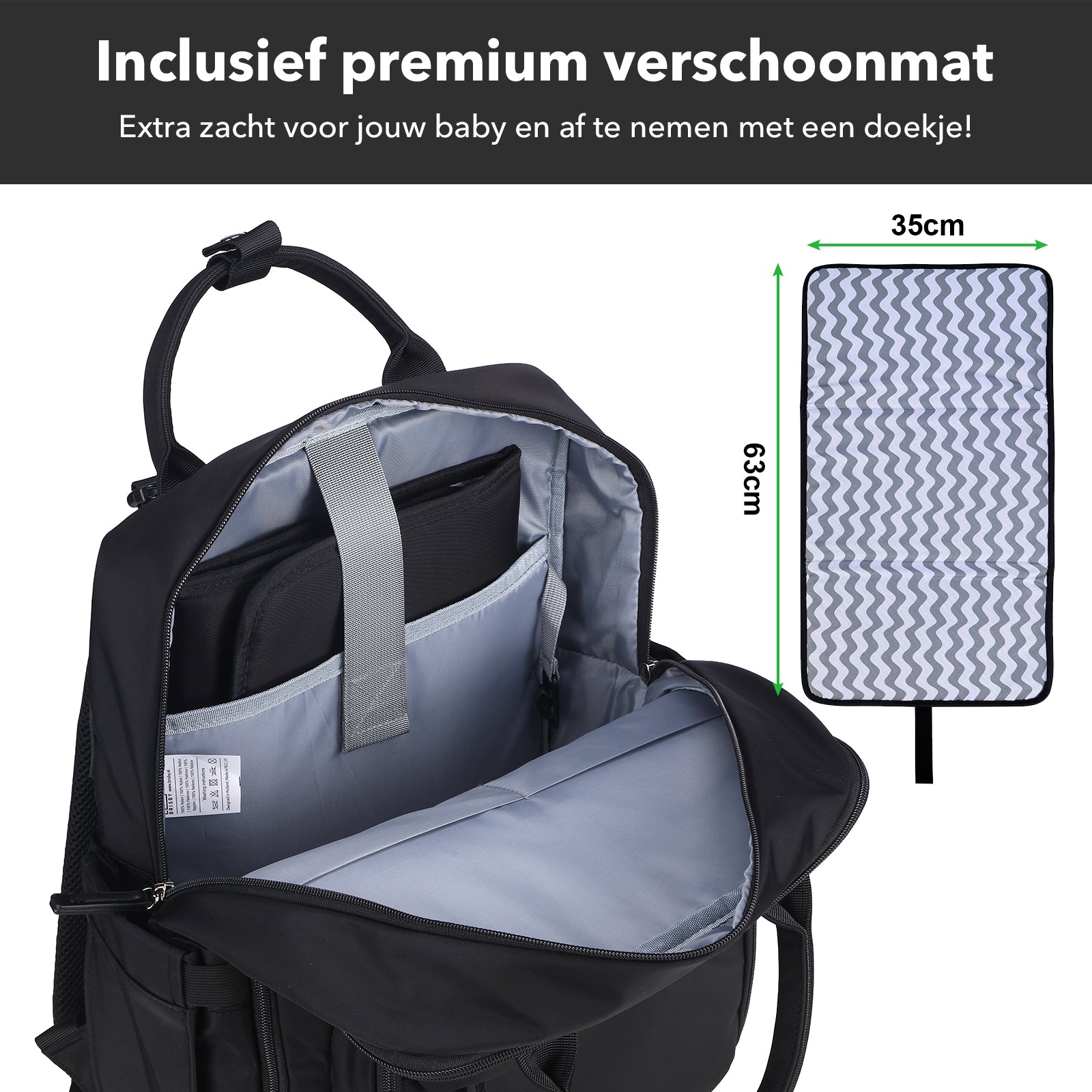 Brisby slijtvaste Luiertas – verzorgingstas – met buggymontage - Signature Black