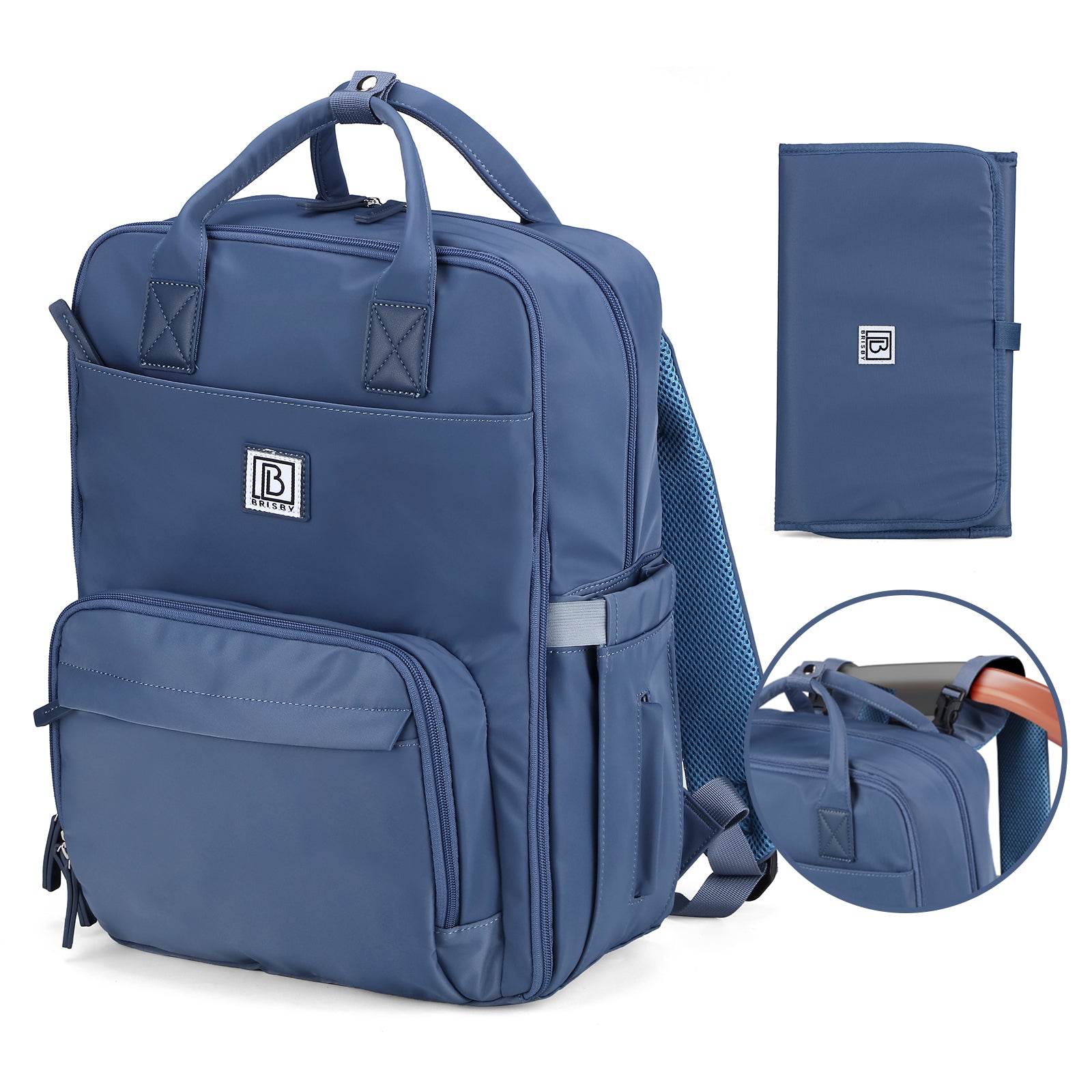 Brisby slijtvaste Luiertas – verzorgingstas – met buggymontage - Nordic Blue