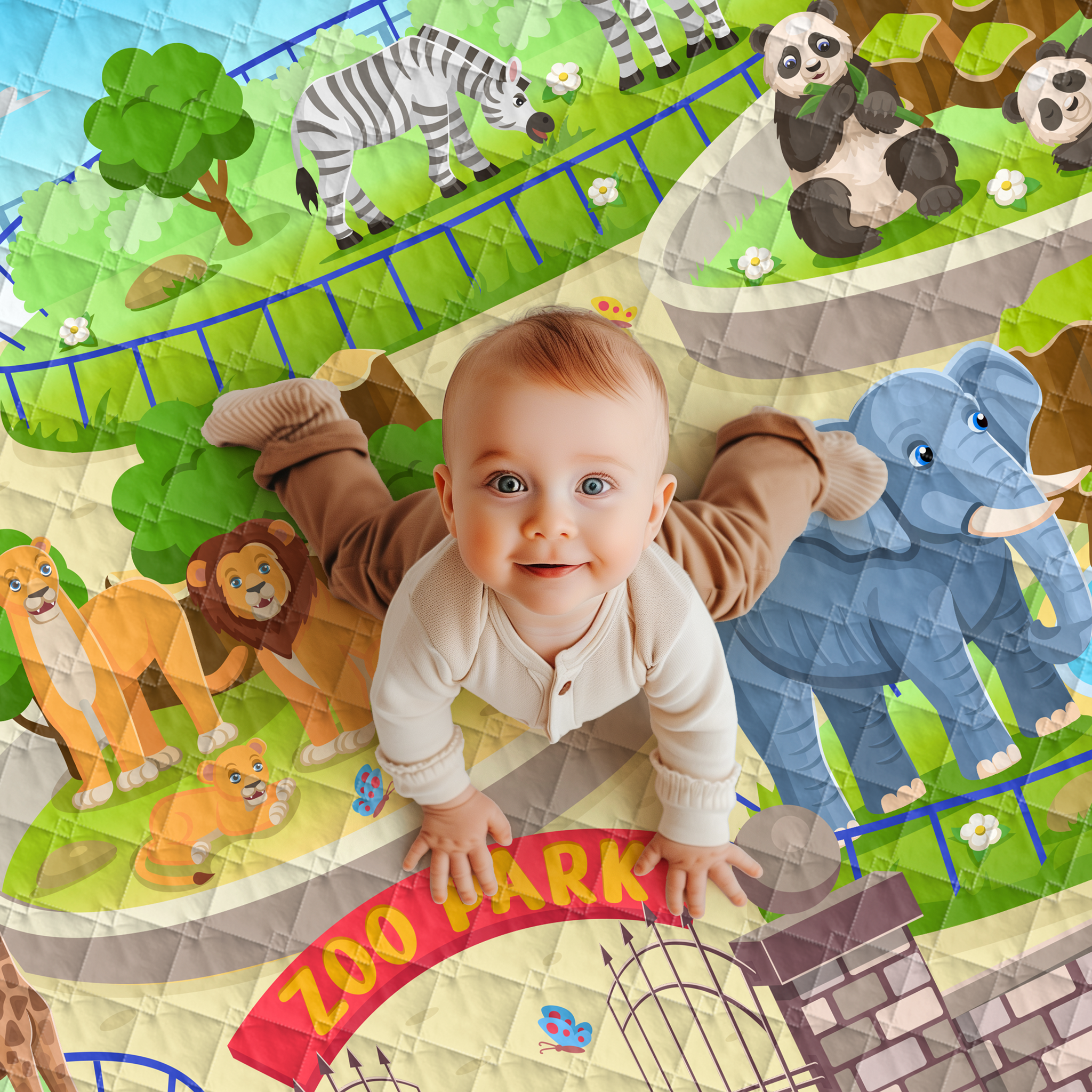 Play mat zoo 2 150x200 - heavy quality - play mat - anti-slip - washable