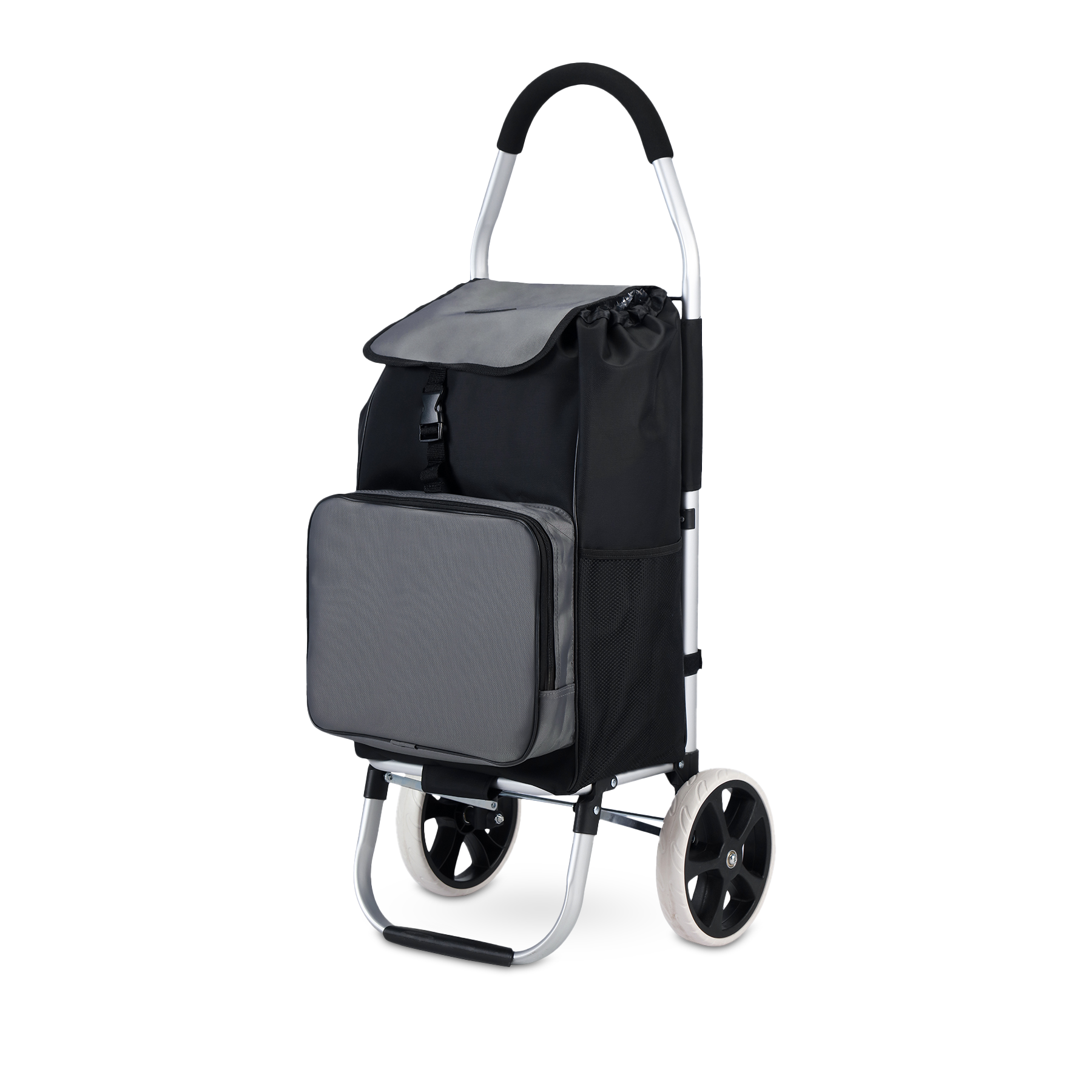 Boodschappentrolley Deluxe 50L met koelvak zwart-grijs - boodschappenwagen - steekwagenfunctie