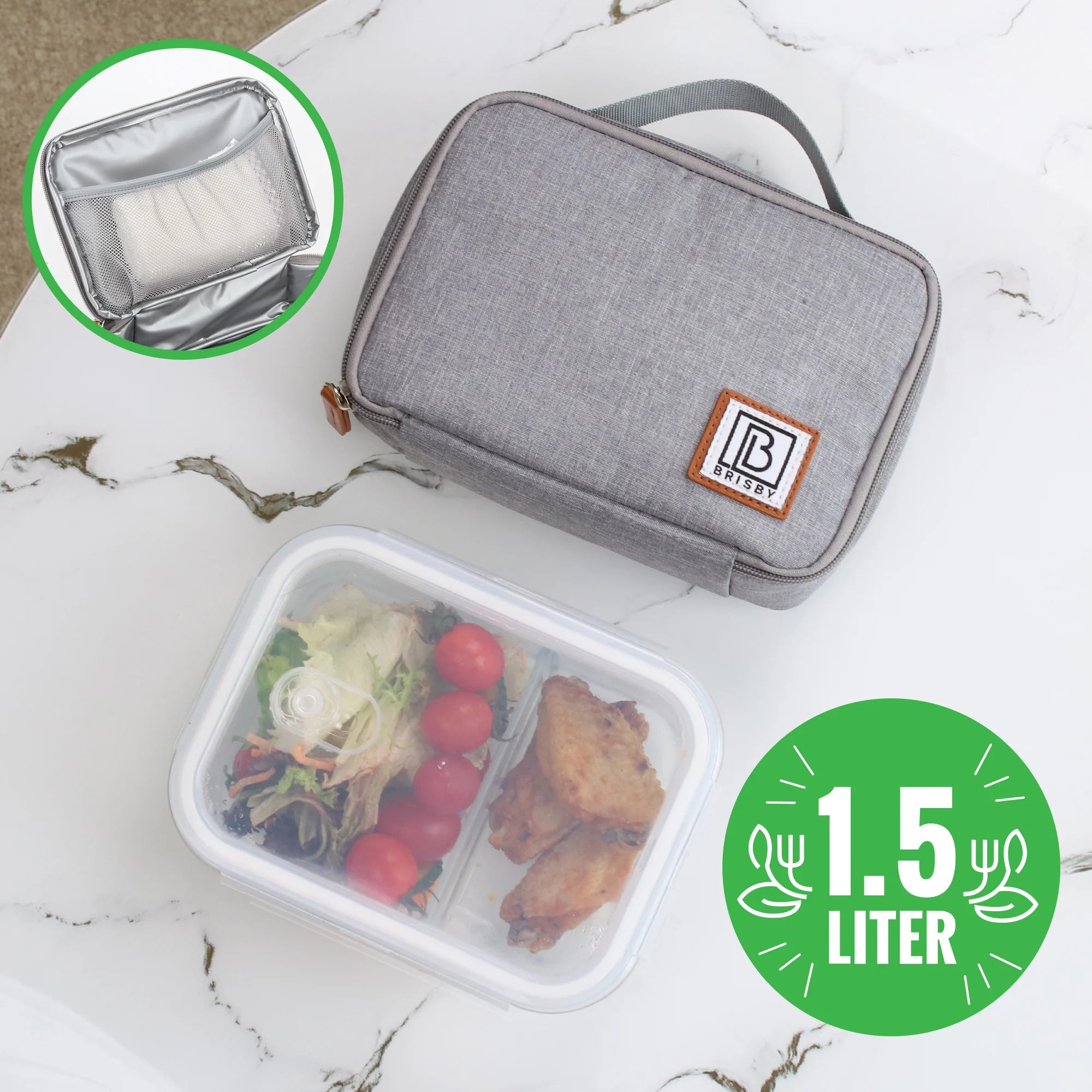 Cooler bag 1.5L grey - 4-layer insulated - free cooling element