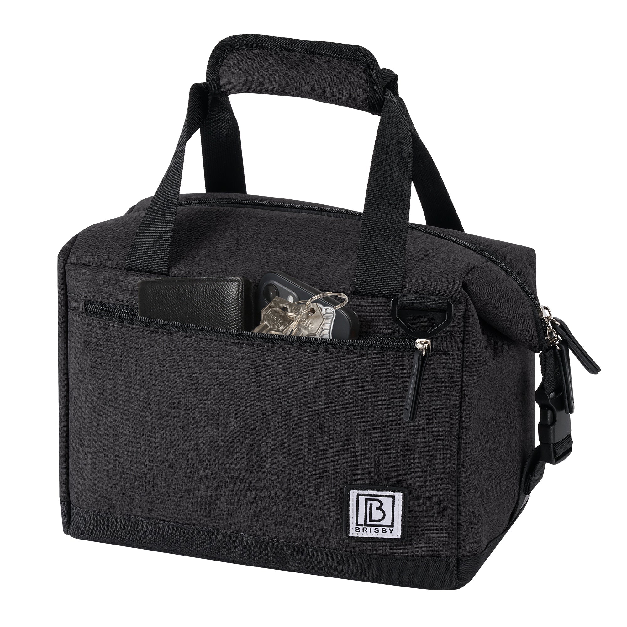 Cooler bag 12L black - Lunch bag - 4-layer insulated - extra space foldable - 2 free cooling elements - incl. shoulder strap