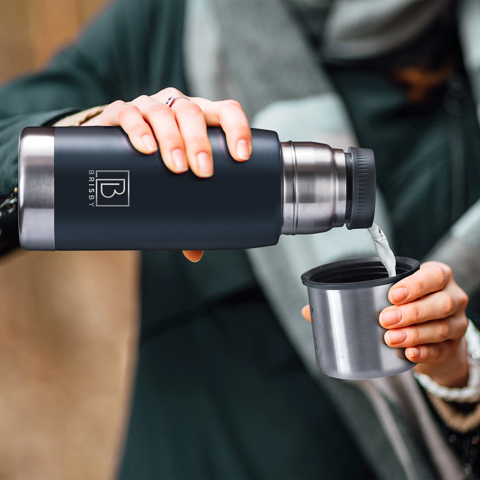 Brisby Stainless Steel Thermos Flask 500ml Blue - Thermos Cup - Thermos Jug - Insulated Flask - BPA Free - 24 Hours Cold - 12 Hours Hot