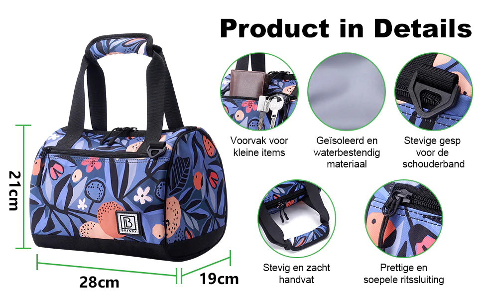 Koeltas 10L valencia - Lunchtas - 4-laags geïsoleerd - 2 gratis koelelementen - incl. schouderband
