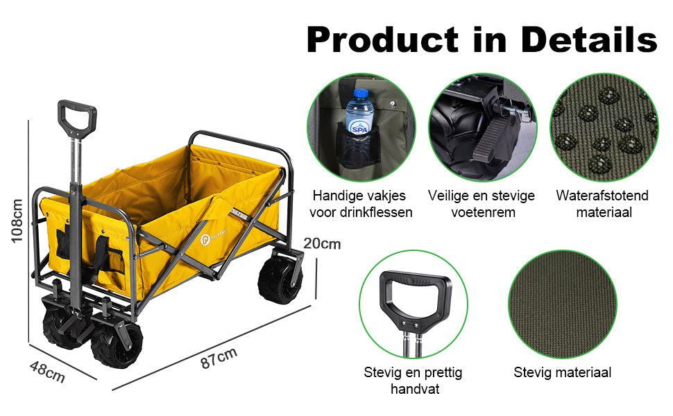 Packaway Bolderkar XL 80kg oker - opvouwbaar - heavy duty - wasbaar
