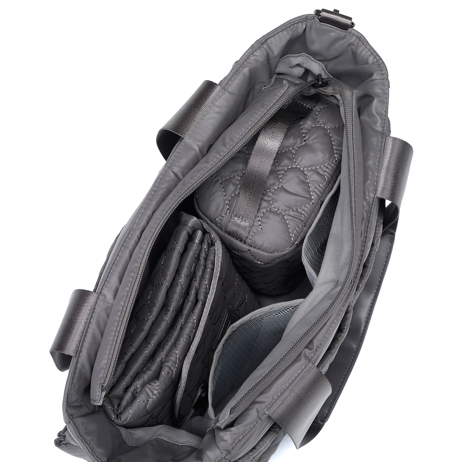 Florence diaper bag 17L grey - shoulder bag, changing bag - hard-wearing - incl. cool bag, changing mat and pram hooks - nylon