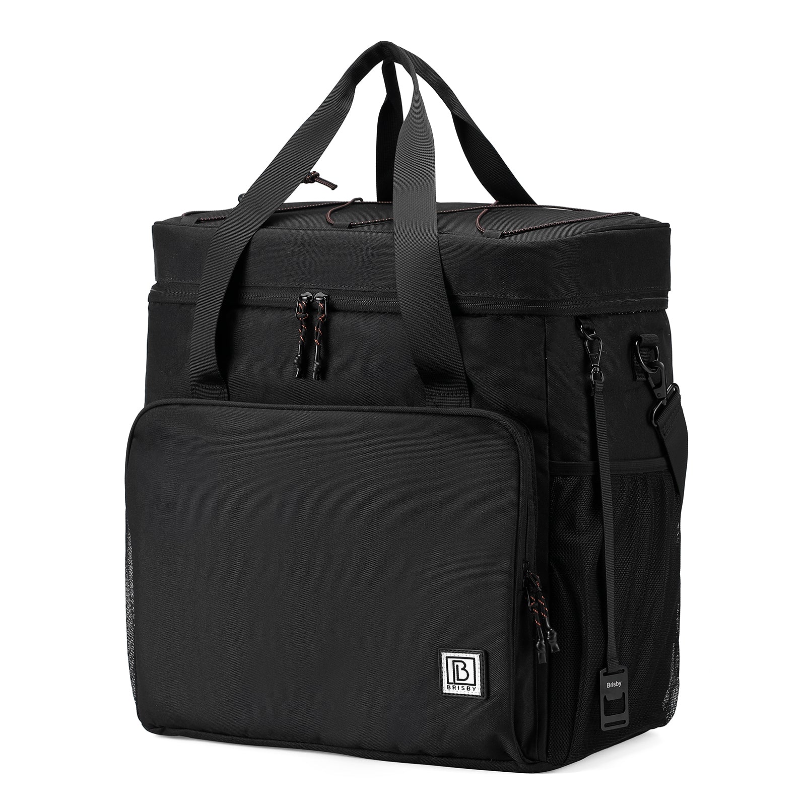 Koeltas 40L zwart-oranje binnenzijde - Lunchtas - 4-laags geïsoleerd - incl. 6 gratis koelelementen en schouderband