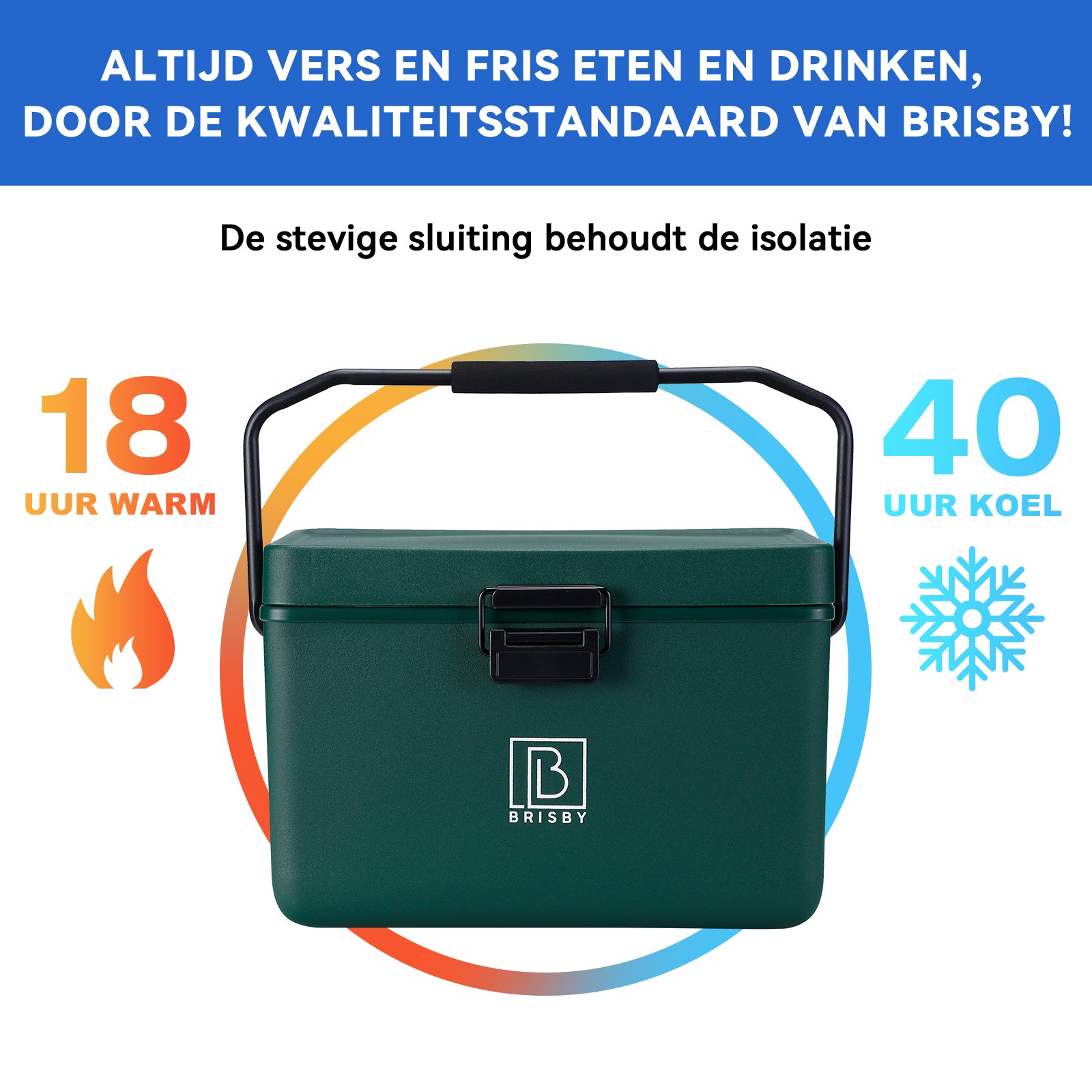 Koelbox 12L met handvat groen - Dividers - snijplanken - tot maximaal 40 uur isolatie - incl. 2 koelelementen van 200ml