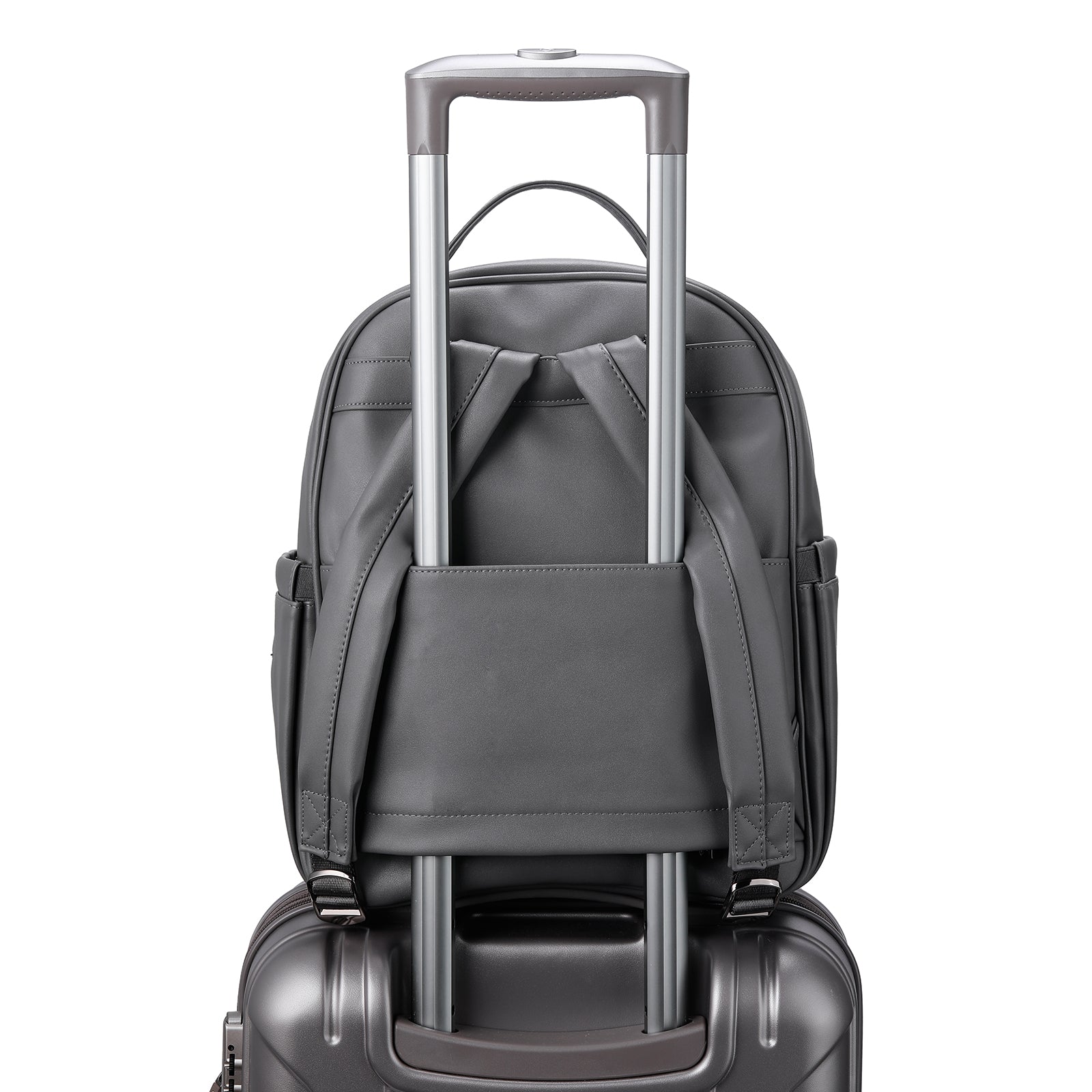 Venezia durable backpack gray - PU leather - 14 inch laptop compartment - water-repellent