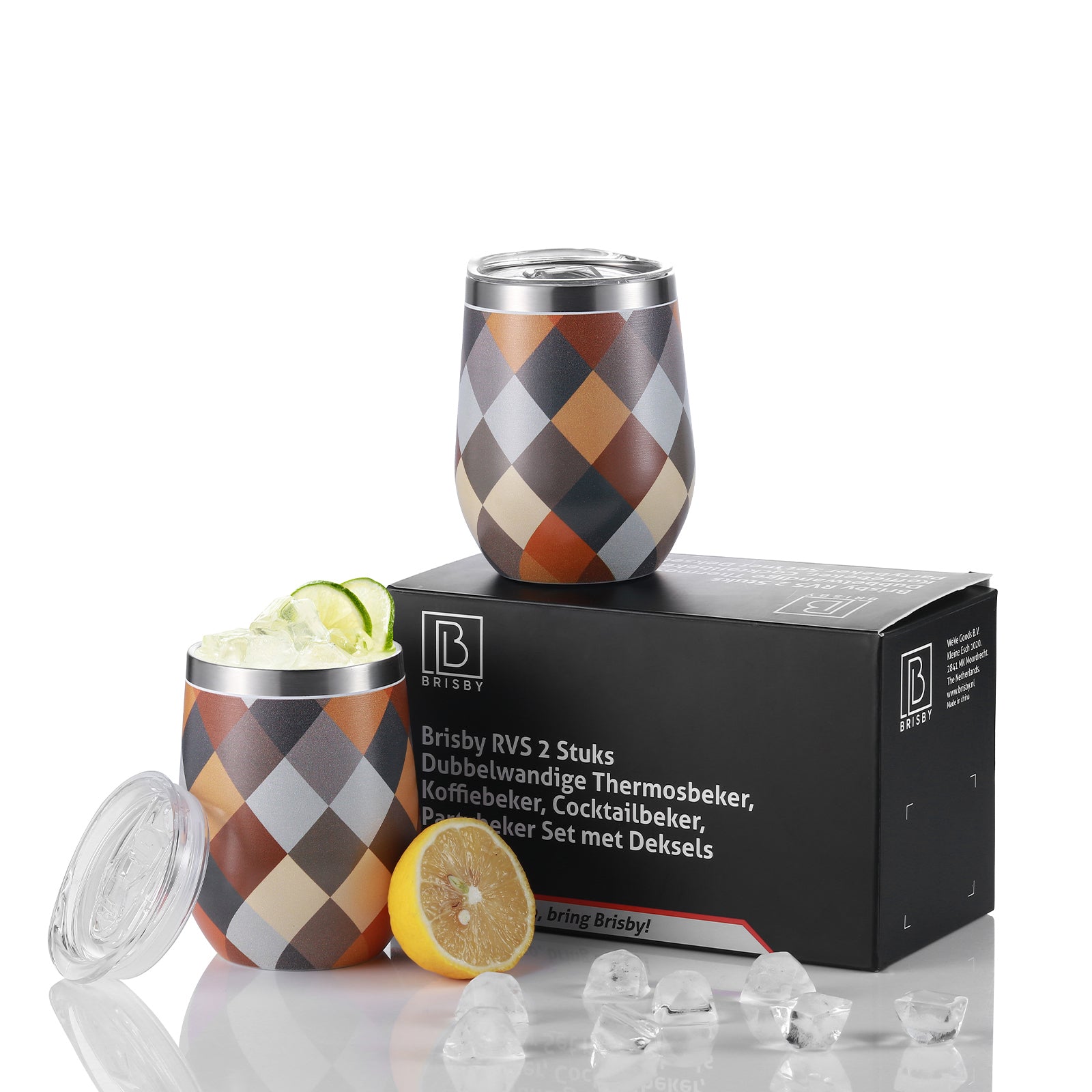 Bardi Thermosbekers 0,3L RVS blok set - incl. deksels - dubbelwandig