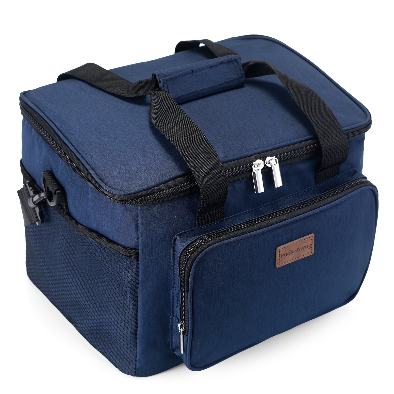 Cooler bag 15L dark blue - lunch bag - 4-layer insulated - foldable - incl. 2 free cooling elements and carrying strap