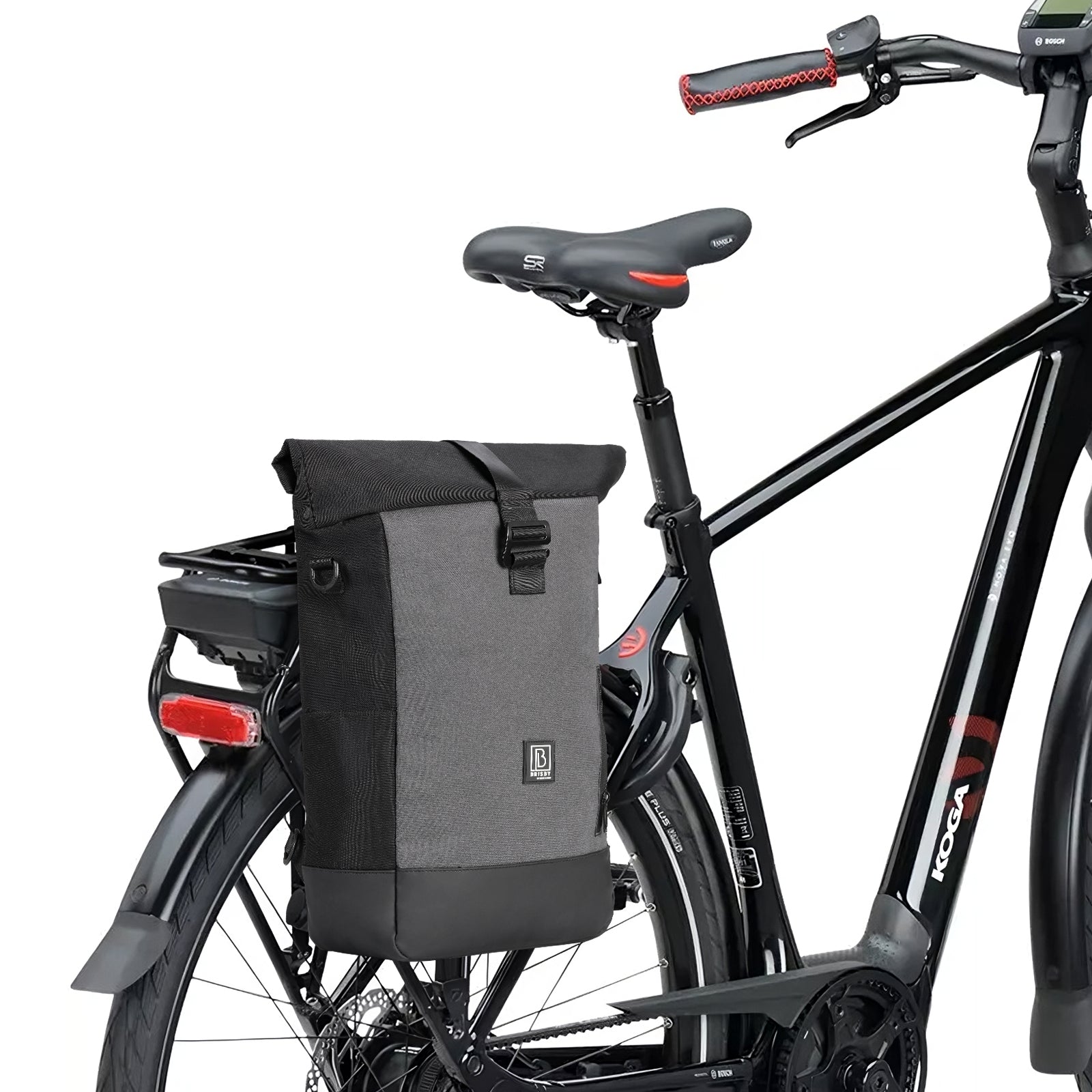 3 in 1 waterproof rolltop bicycle bag 20-26L black - 100% reflection - high visibility - bicycle bag - backpack - shoulder bag