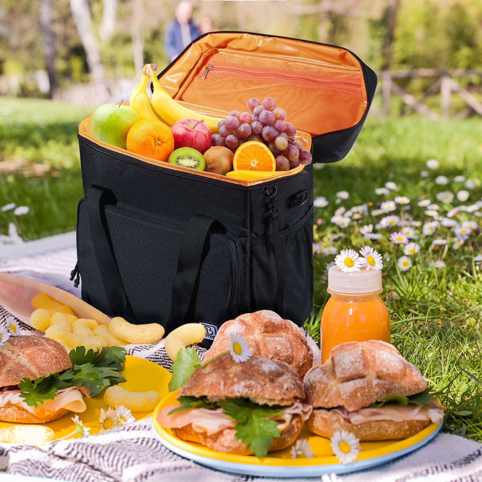 Cooler bag 30L black-orange - Lunch bag - 4-layer insulated - incl. 4 cooling elements