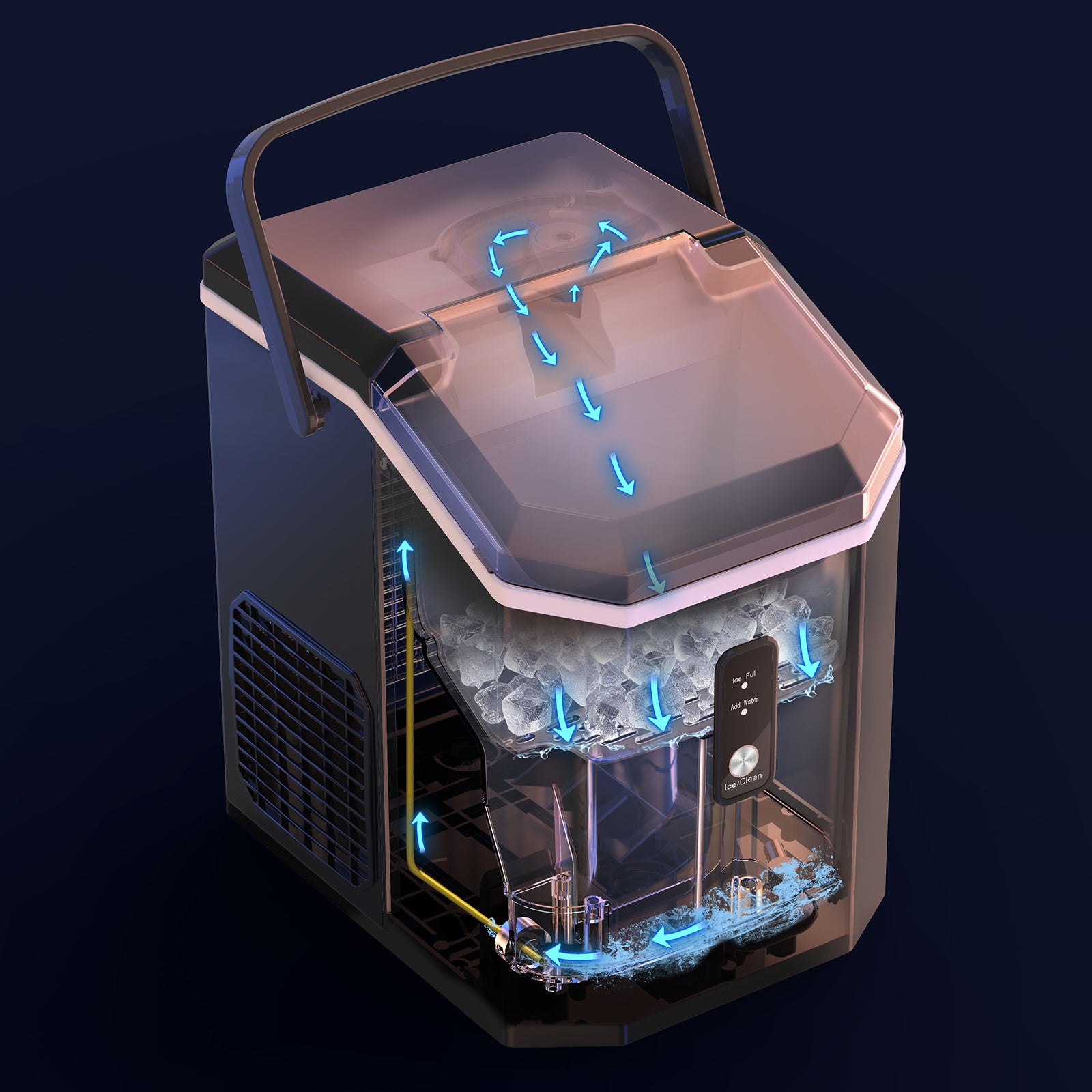 Bardi Nugget IJsblokjesmachine Square 1,1L zwart - 15 kg/24 uur - incl. thermosbeker