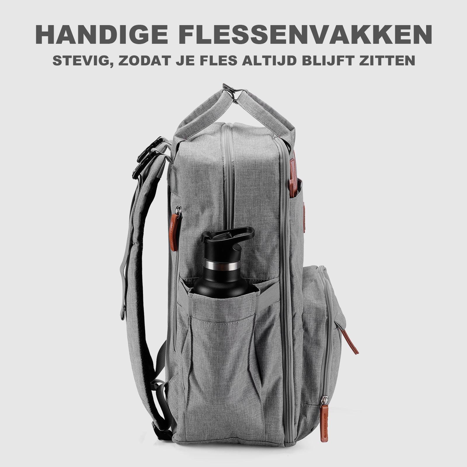 Brisby Rugtas unisex LTO lichtgrijs - waterafstotend - laptopvak - handbagage