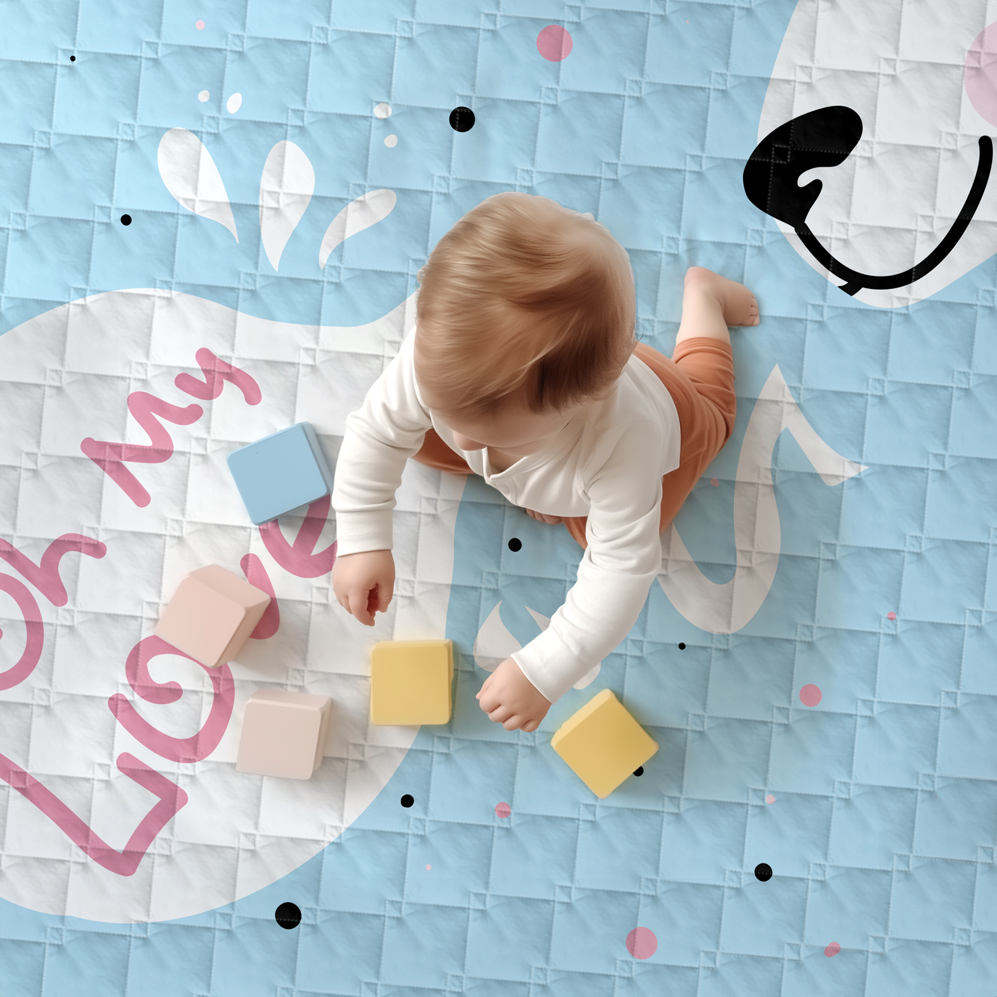 Play mat happy lama 150x200 - heavy quality - play mat - anti-slip - washable