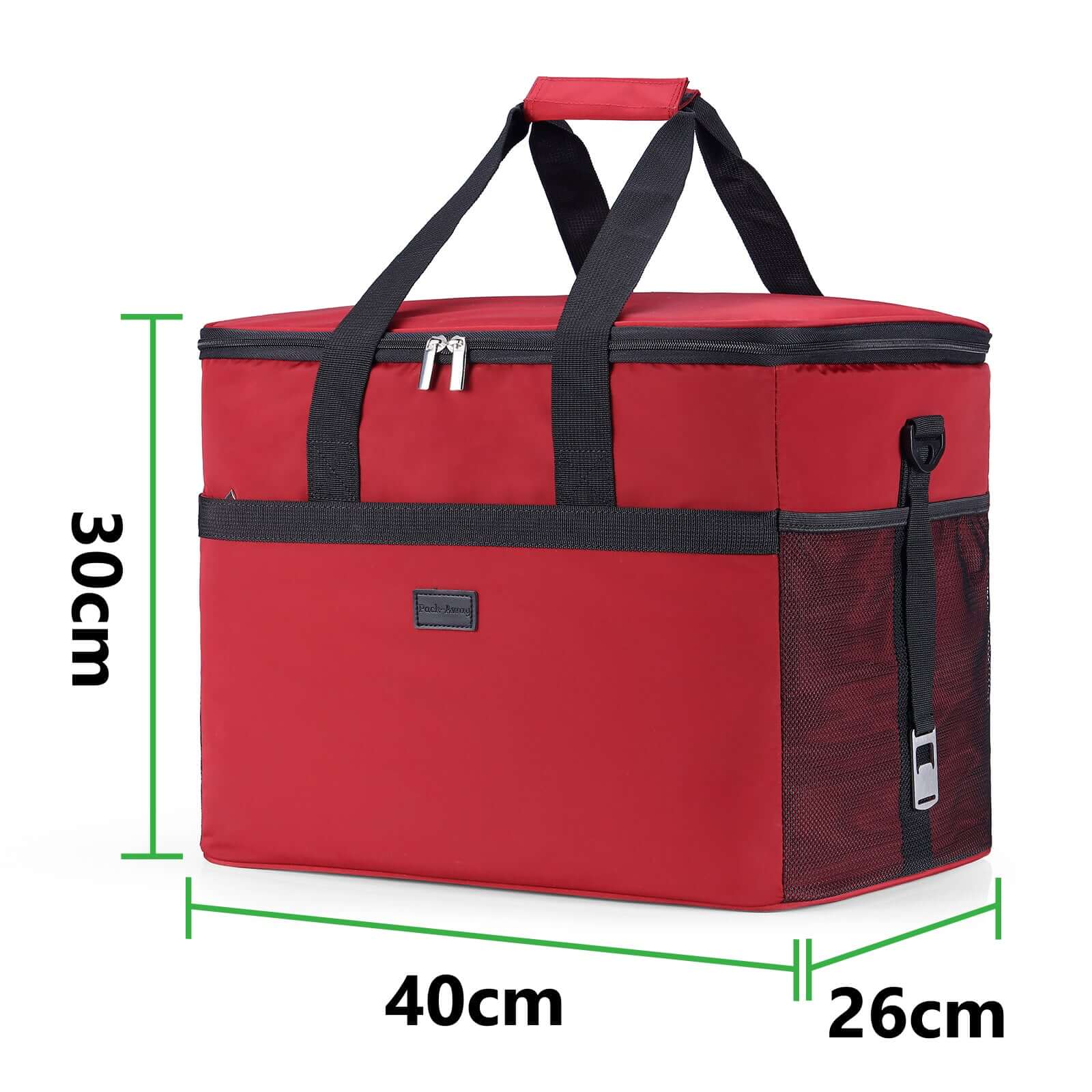 Koeltas 40L rood - Lunchtas - opvouwbaar - 4-laags geïsoleerd - incl. 4 gratis koelelementen en draagband