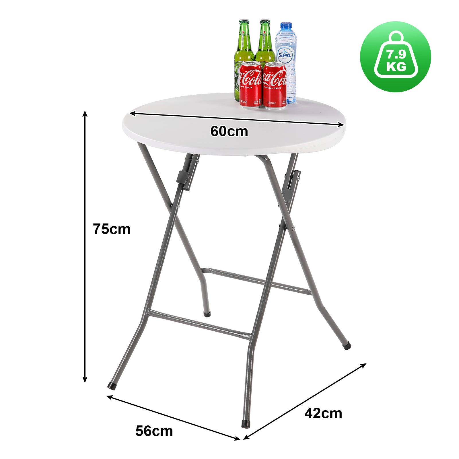 Bardi 2 x Salontafel - Bijzettafel Inklapbaar 60 x 74cm - Wit inclusief Witte Rokken