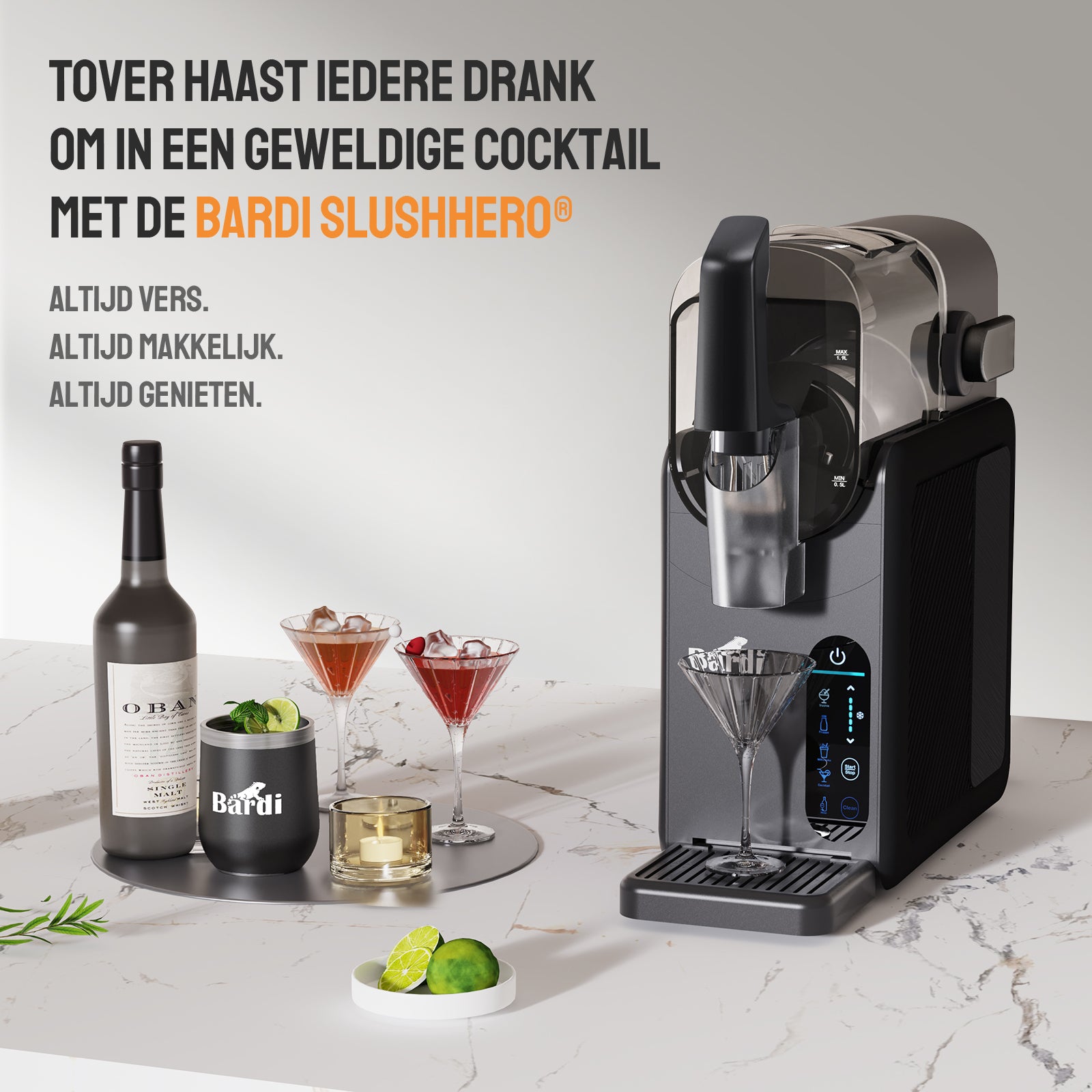 Bardi Slush Hero Slushpuppy machine 2,6L - ArcticCool compressor - fluisterstil 40 dB