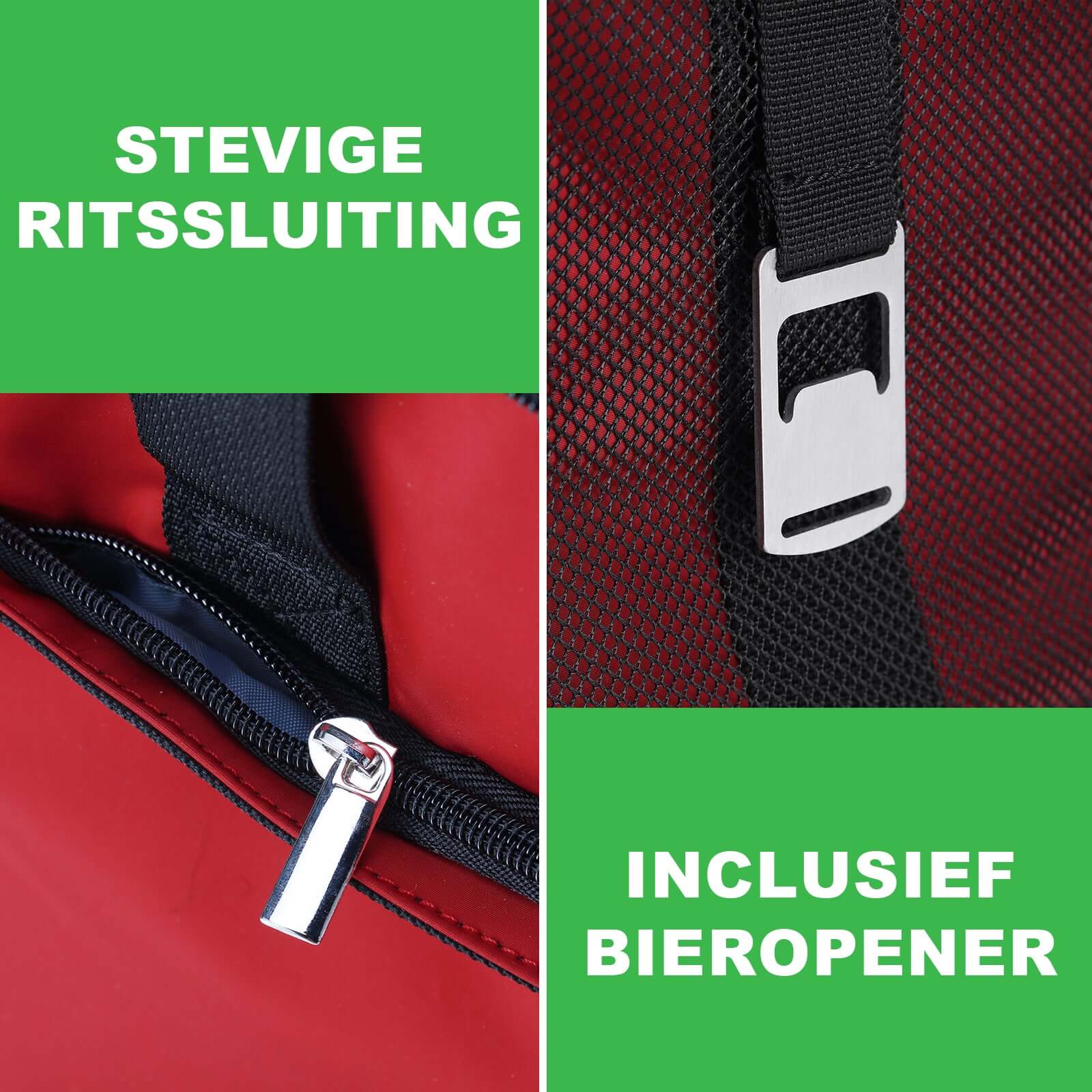 Koeltas 40L rood - Lunchtas - opvouwbaar - 4-laags geïsoleerd - incl. 4 gratis koelelementen en draagband