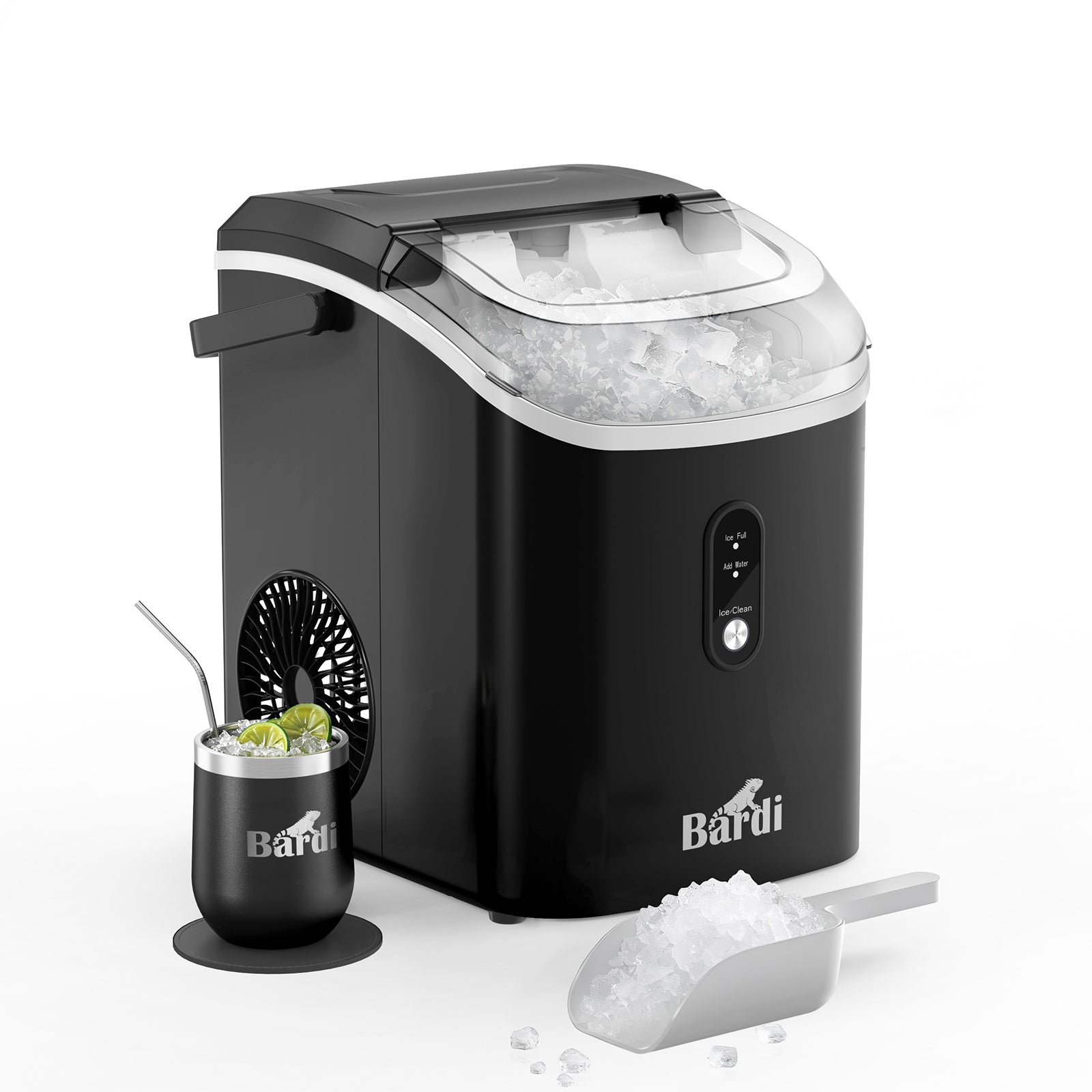 Bardi Nugget IJsblokjesmachine Rond 1,1L zwart - 15 kg/24 uur - incl. thermosbeker