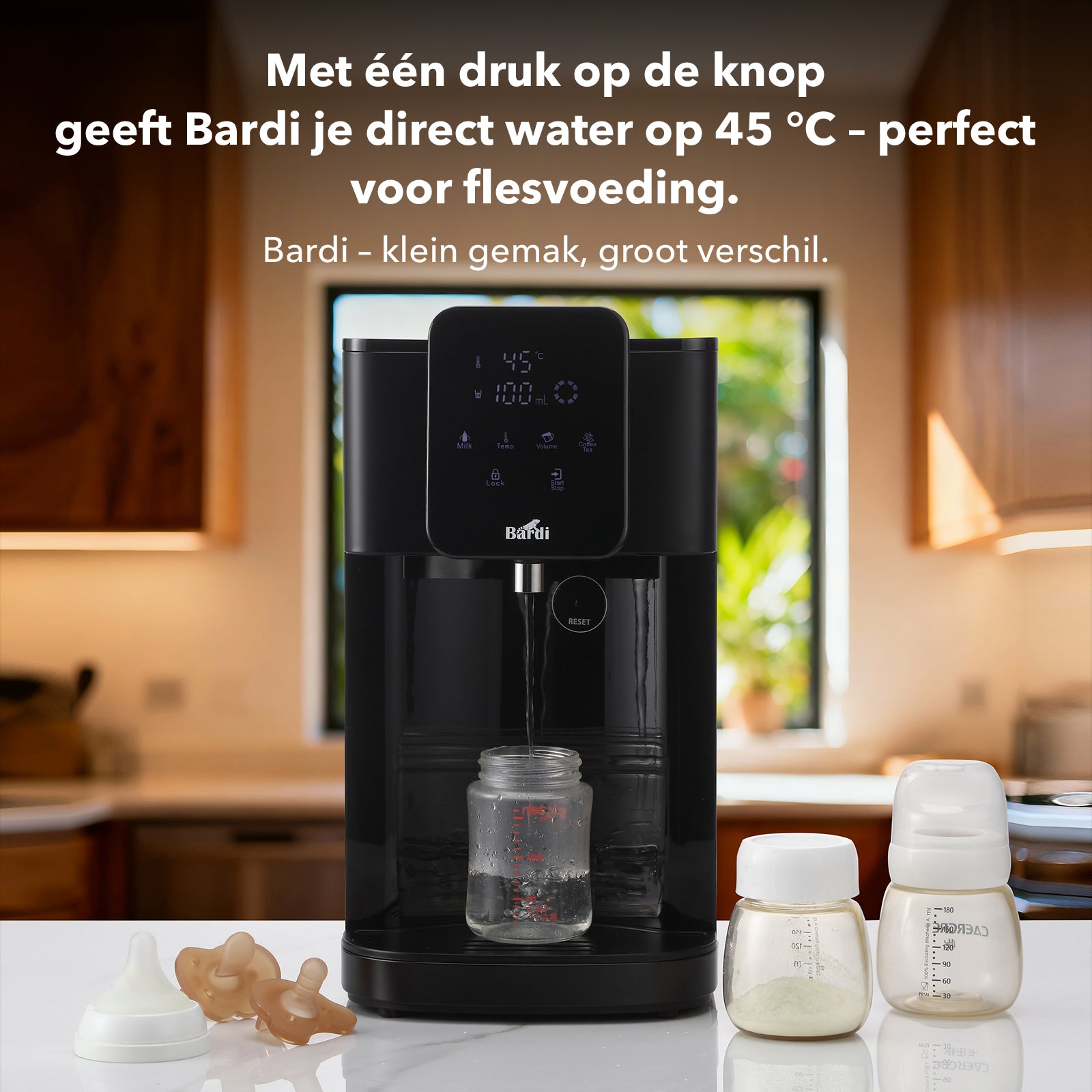 Bardi Heetwaterdispenser 4L - incl. thermoscup en onderzetter - 6 temperatuurstanden - instant-heating - touch met kinderbeveiliging