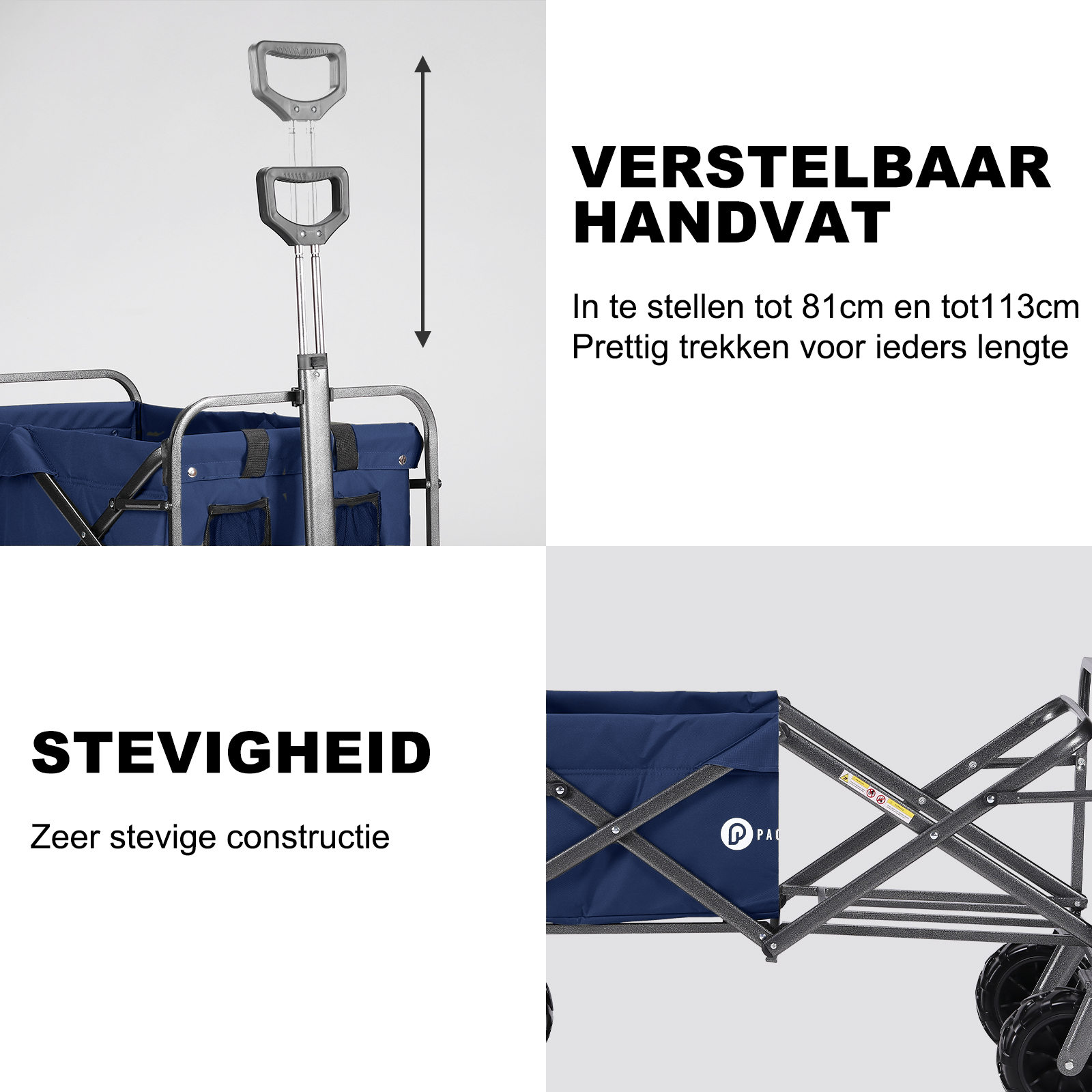 Packaway Bolderkar XL 80kg donkerblauw - opvouwbaar - heavy duty - wasbaar