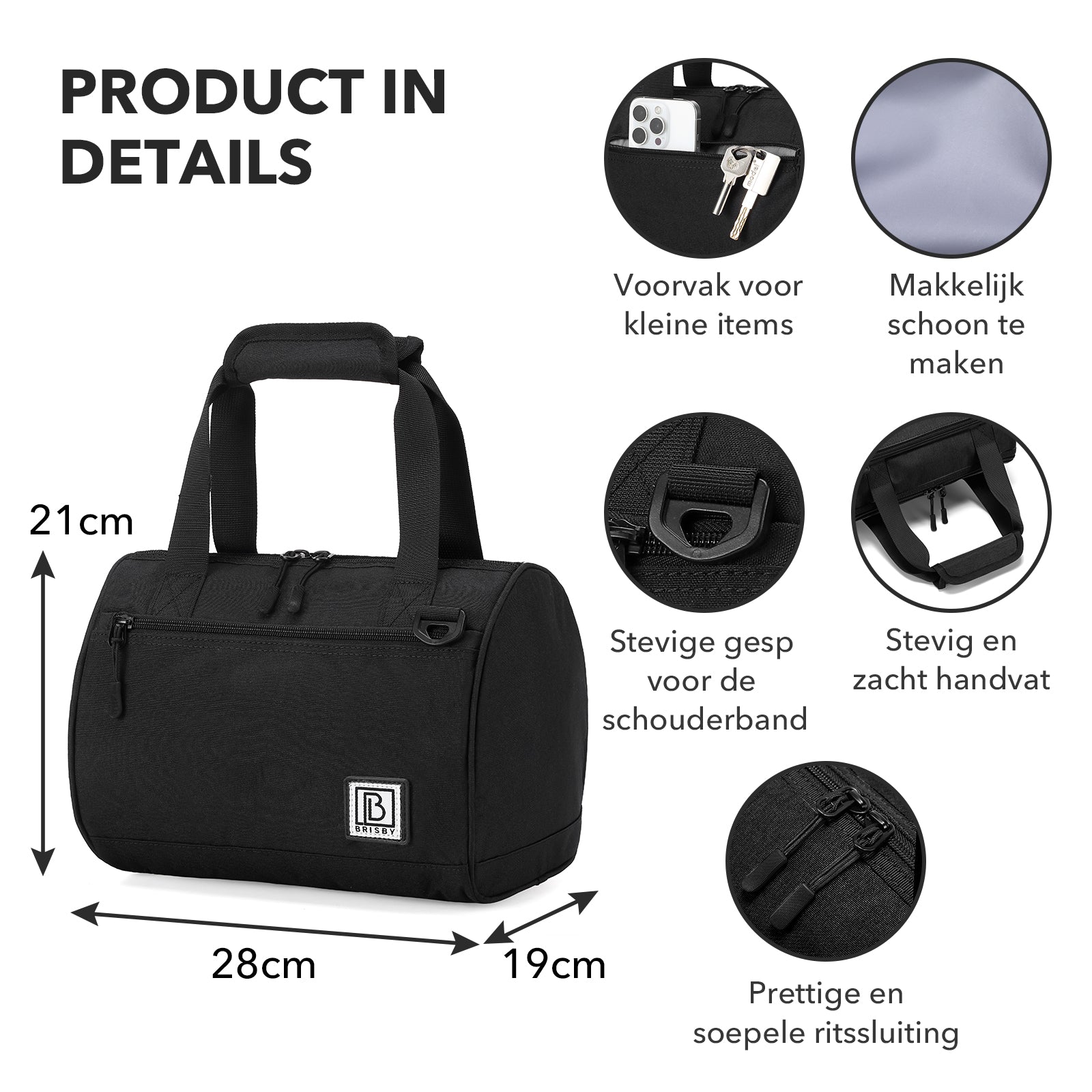 Brisby Koeltas Lunchtas 10L - 4-Laagse Isolatie - Inclusief 2 Koelelementen & Schouderband - Zwart