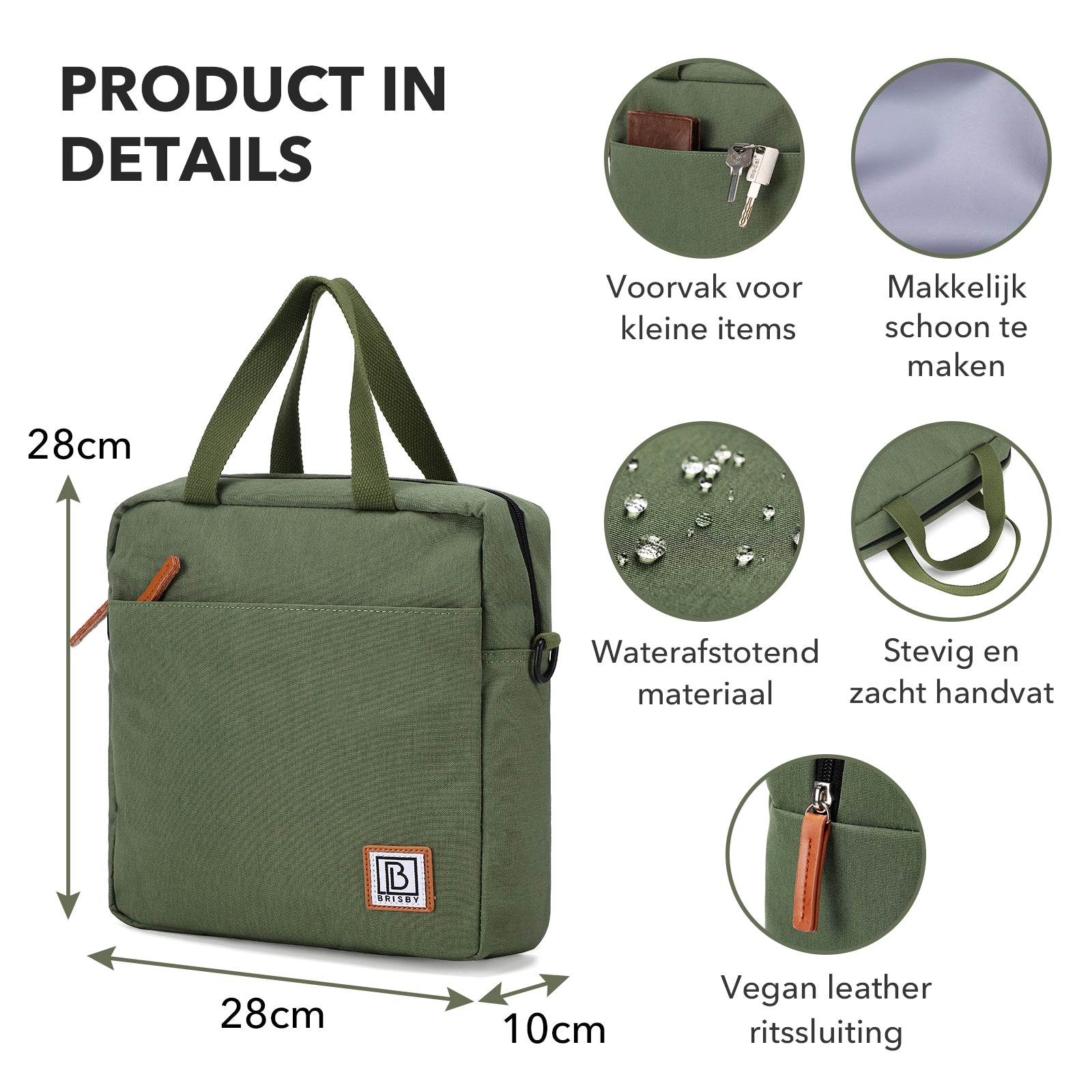 Brisby Koeltas Lunchtas 7L - Inclusief 2 Koelelementen & Schouderband - Groen
