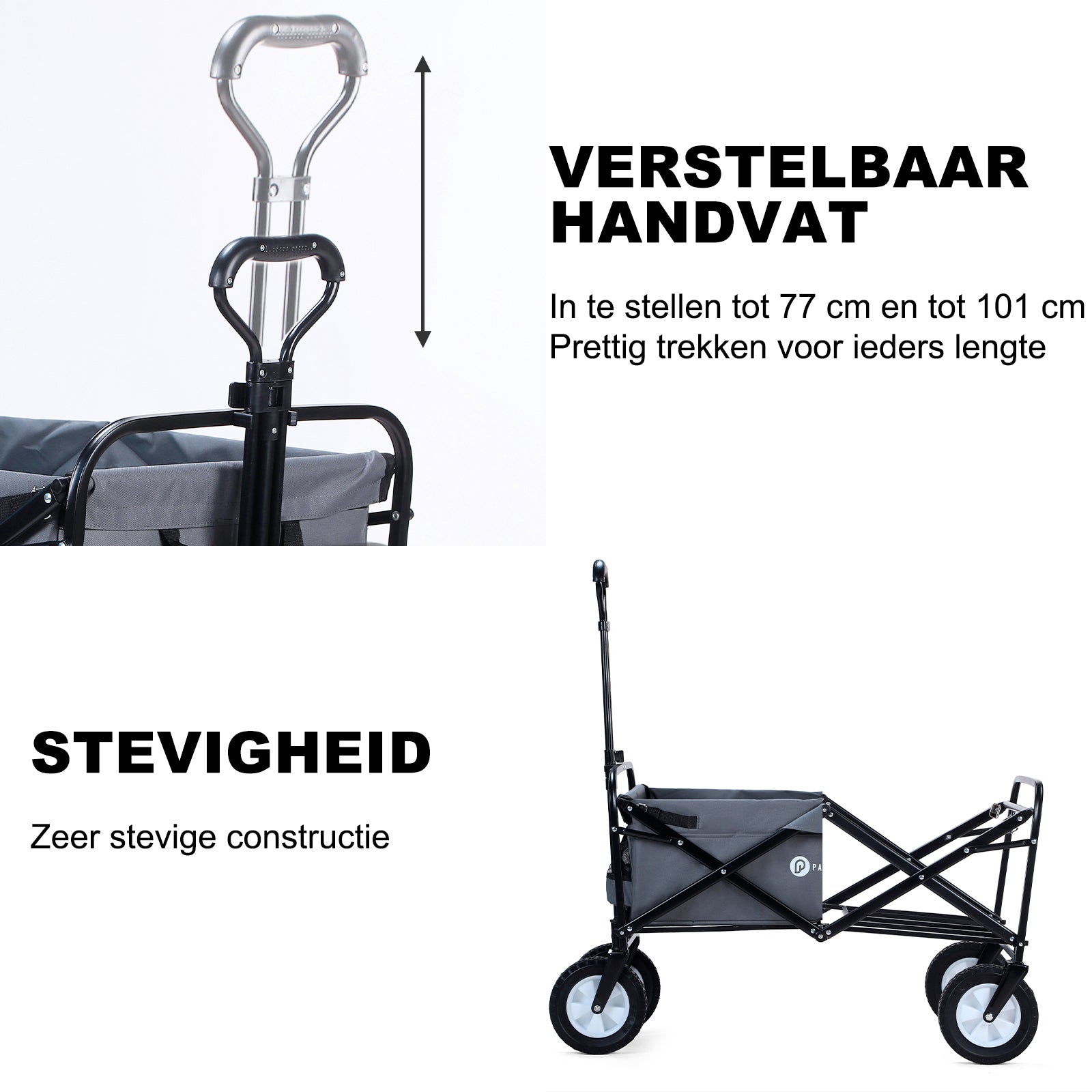 Packaway Bolderkar 70kg grijs - opvouwbaar - wasbaar polyester