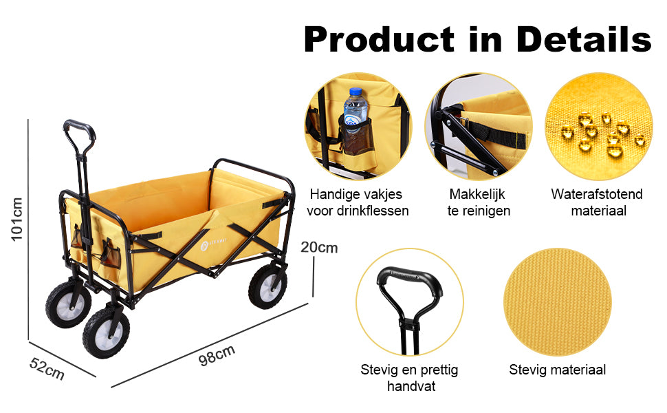 Packaway Bolderkar 70kg oker - opvouwbaar - wasbaar