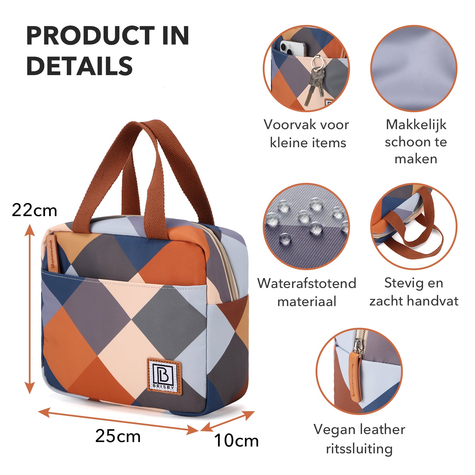 Brisby Koeltas Lunchtas 4L - Waterafstotend - Geïsoleerde Kolftas - Inclusief Koelelement - Blok