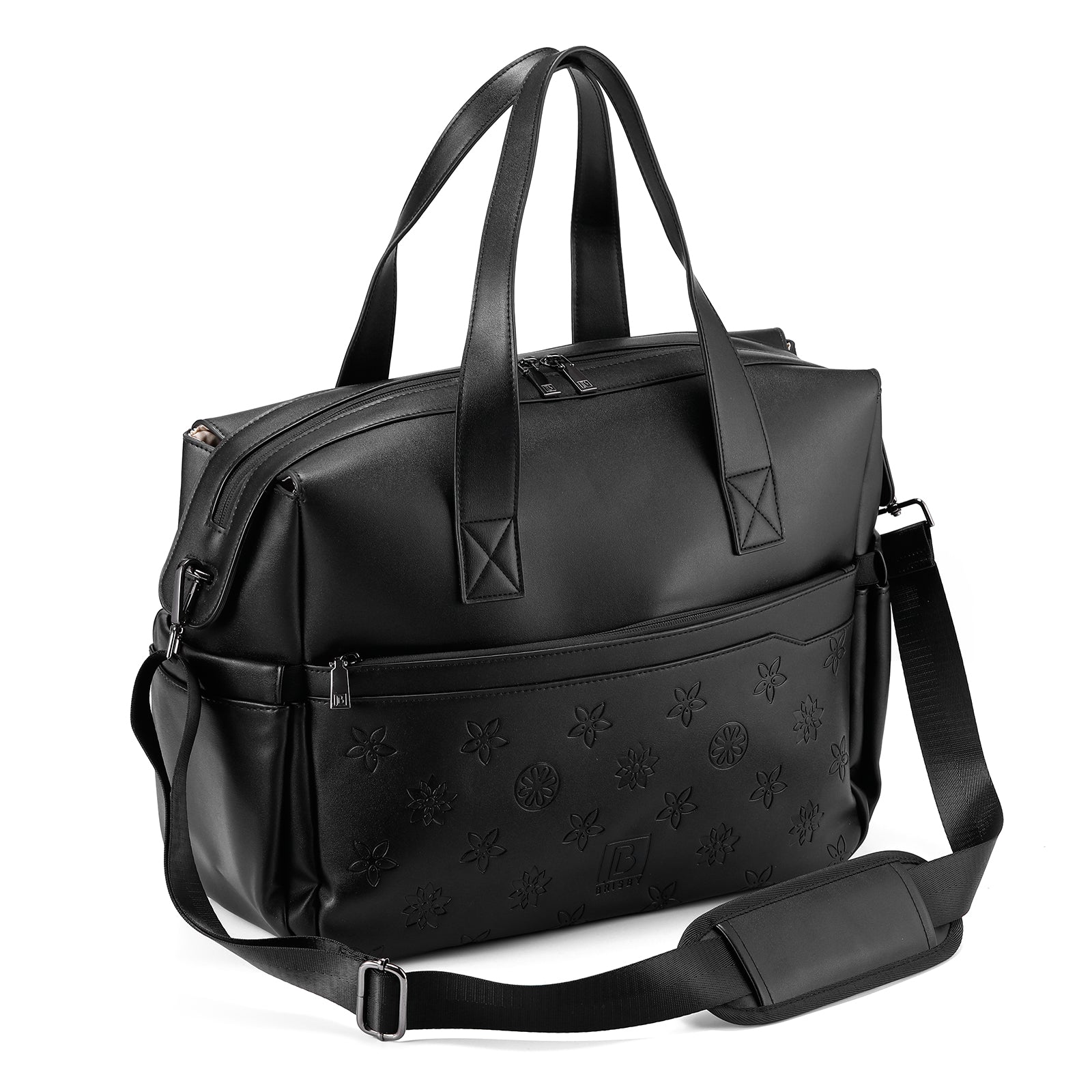 Venezia weekend bag black - shoulder bag - travel bag - hand luggage - wear-resistant - incl. hanging hooks - PU leather