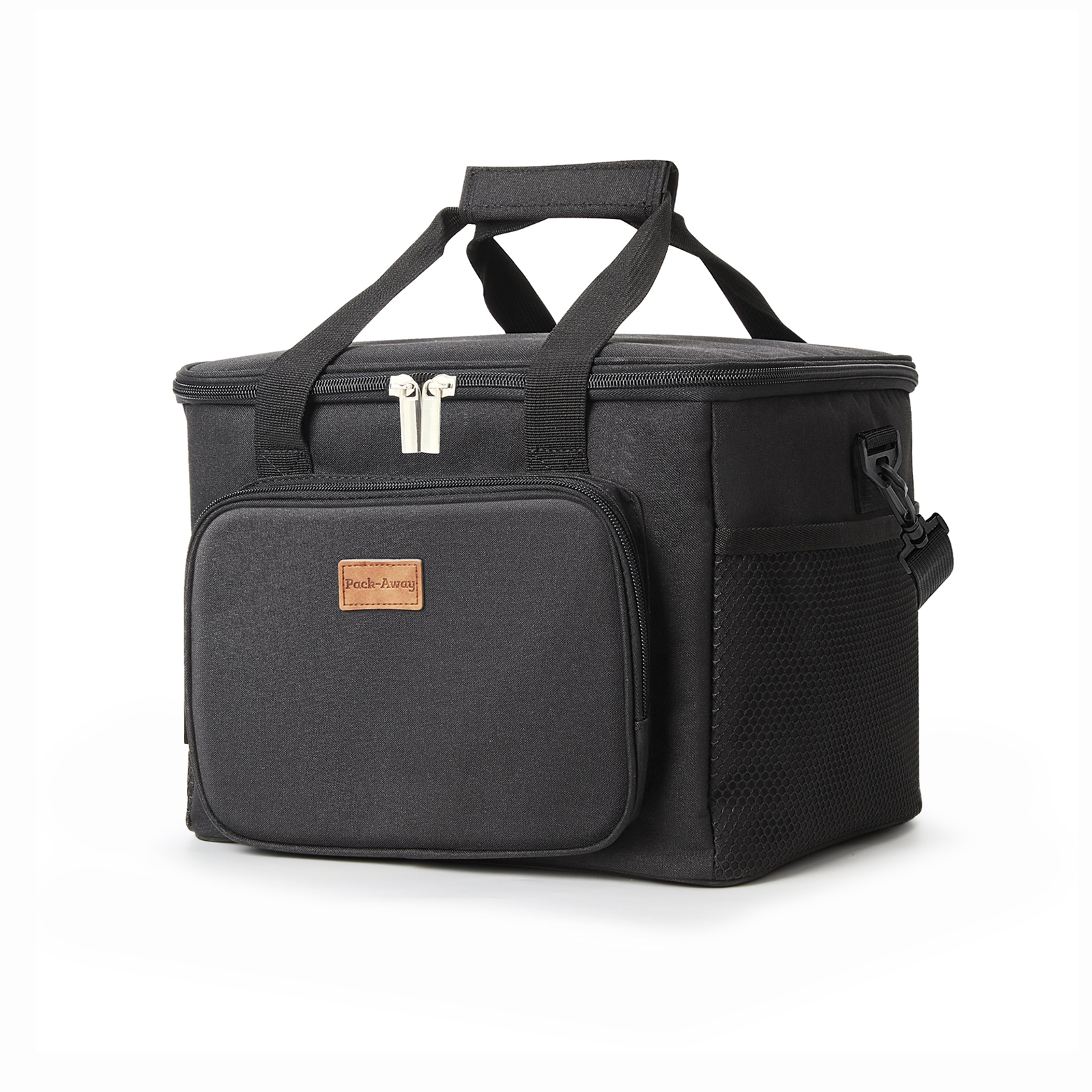 Cooler bag 15L black - lunch bag - 4-layer insulated - foldable - incl. 2 free cooling elements and carrying strap