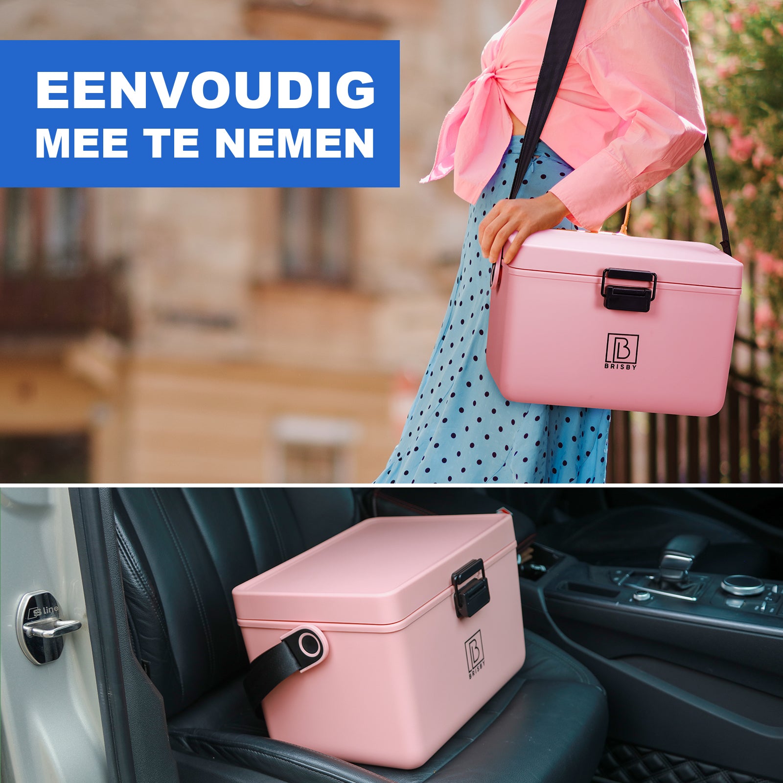 Koelbox 12L met draagband roze - Dividers - snijplanken - tot maximaal 40 uur isolatie - incl. 2 koelelementen van 200ml