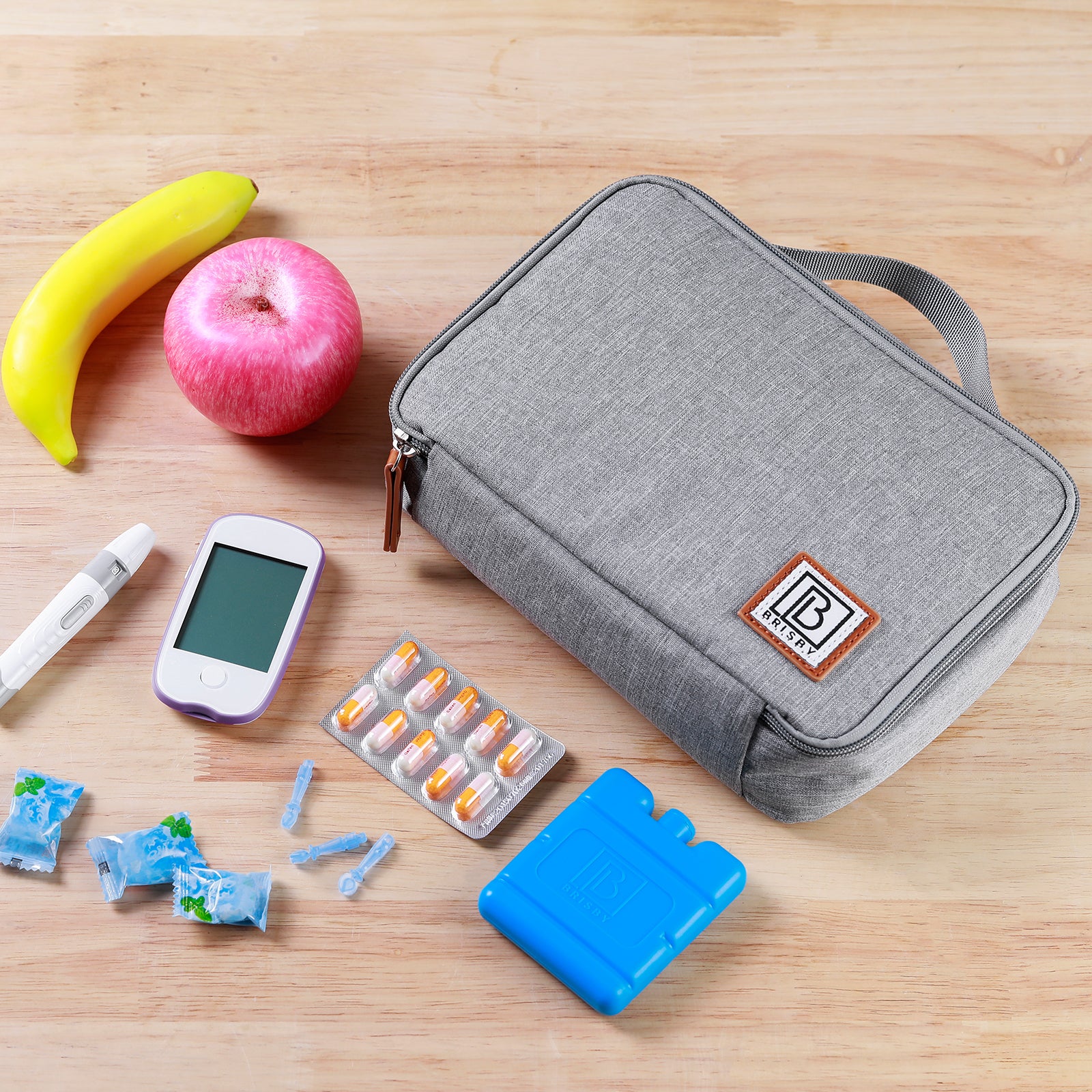 Cooler bag 2.5L light gray - 4-layer insulated - free cooling element