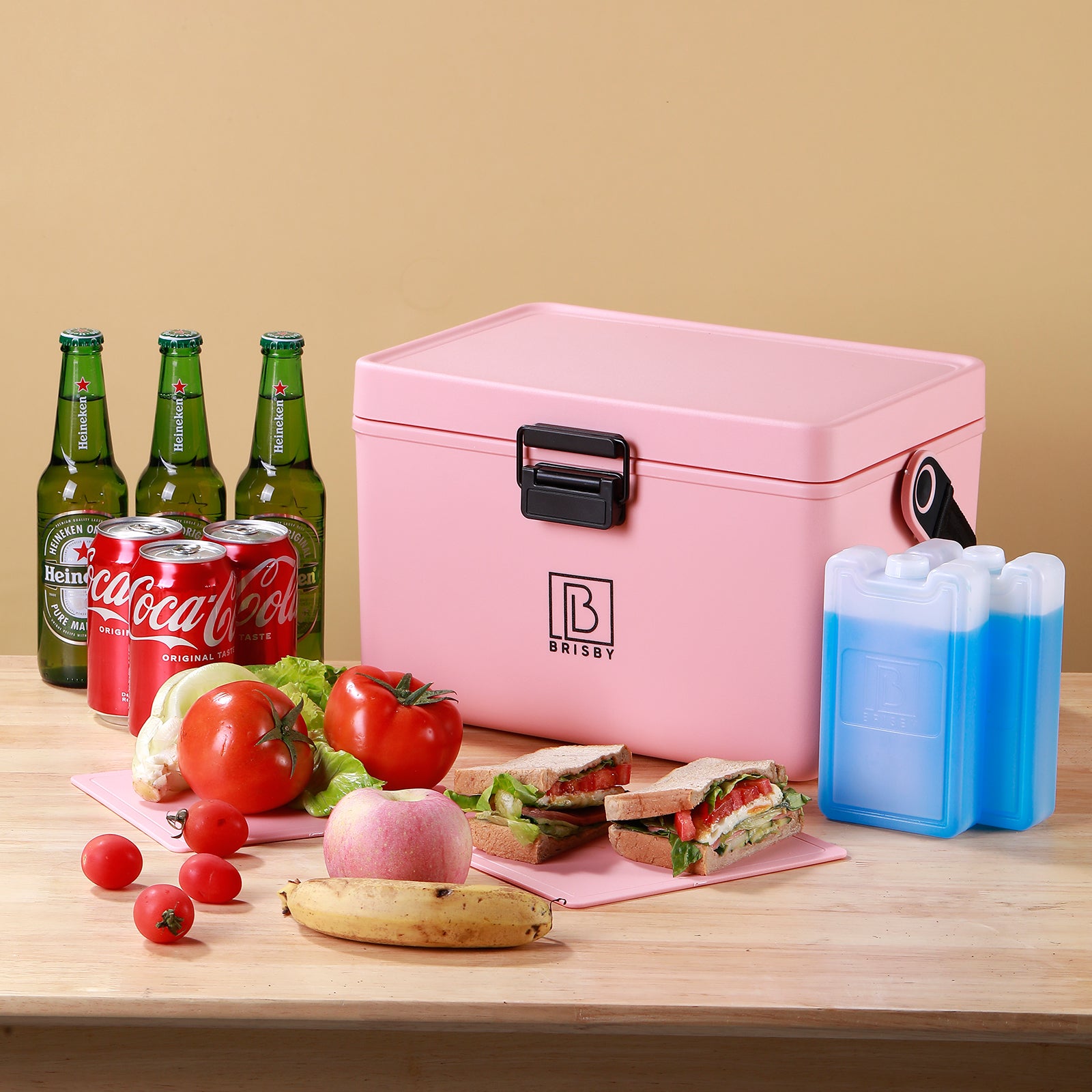 Koelbox 12L met draagband roze - Dividers - snijplanken - tot maximaal 40 uur isolatie - incl. 2 koelelementen van 200ml