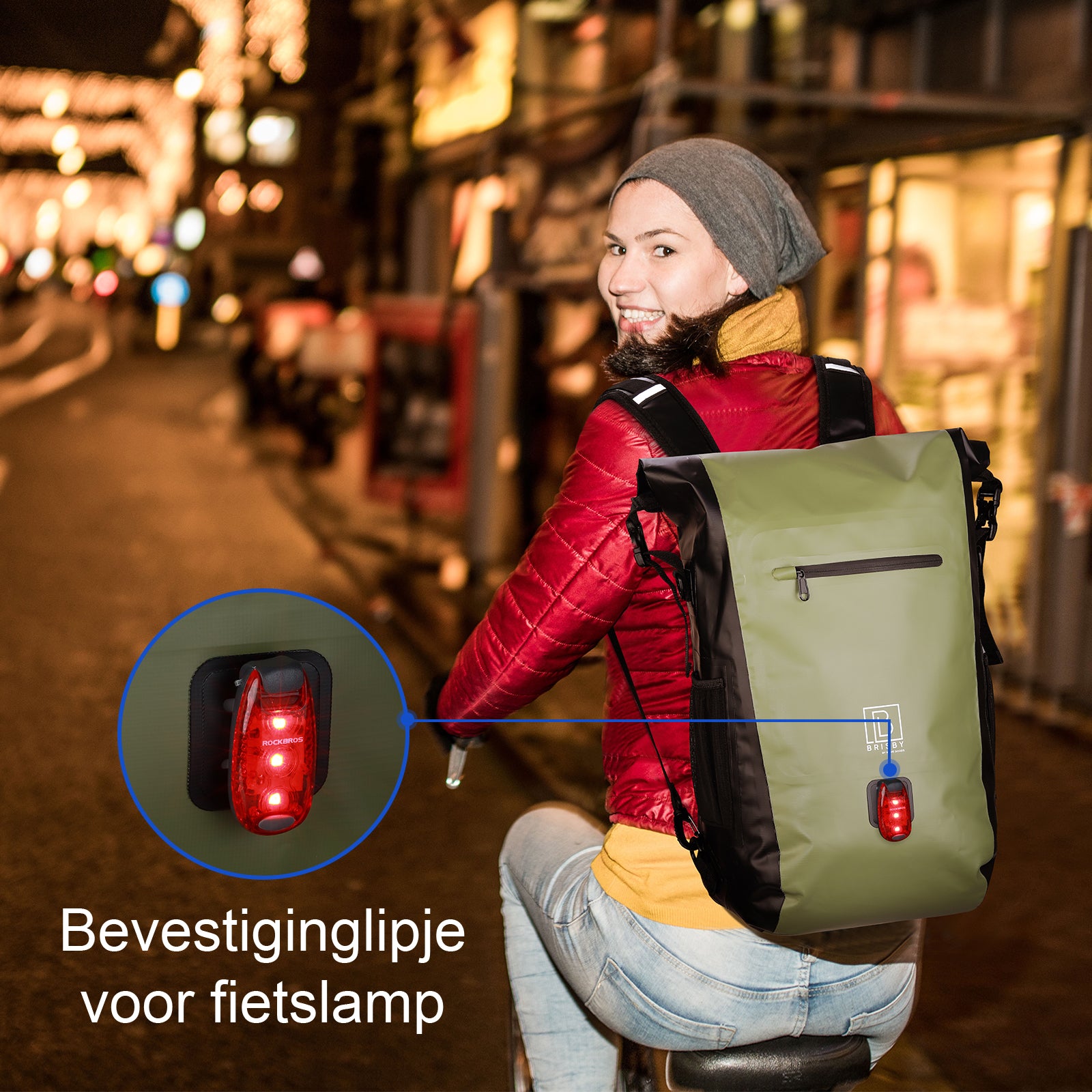3 in 1 waterproof rolltop bicycle bag 20-26L Green - reflective - high visibility - bicycle bag - backpack - shoulder bag