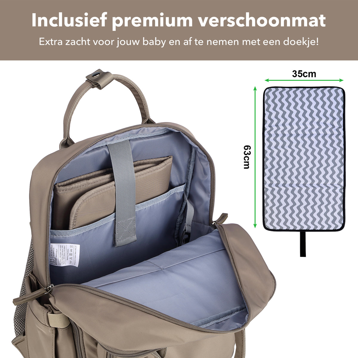 Brisby slijtvaste Luiertas – verzorgingstas – met buggymontage - Stone Greige
